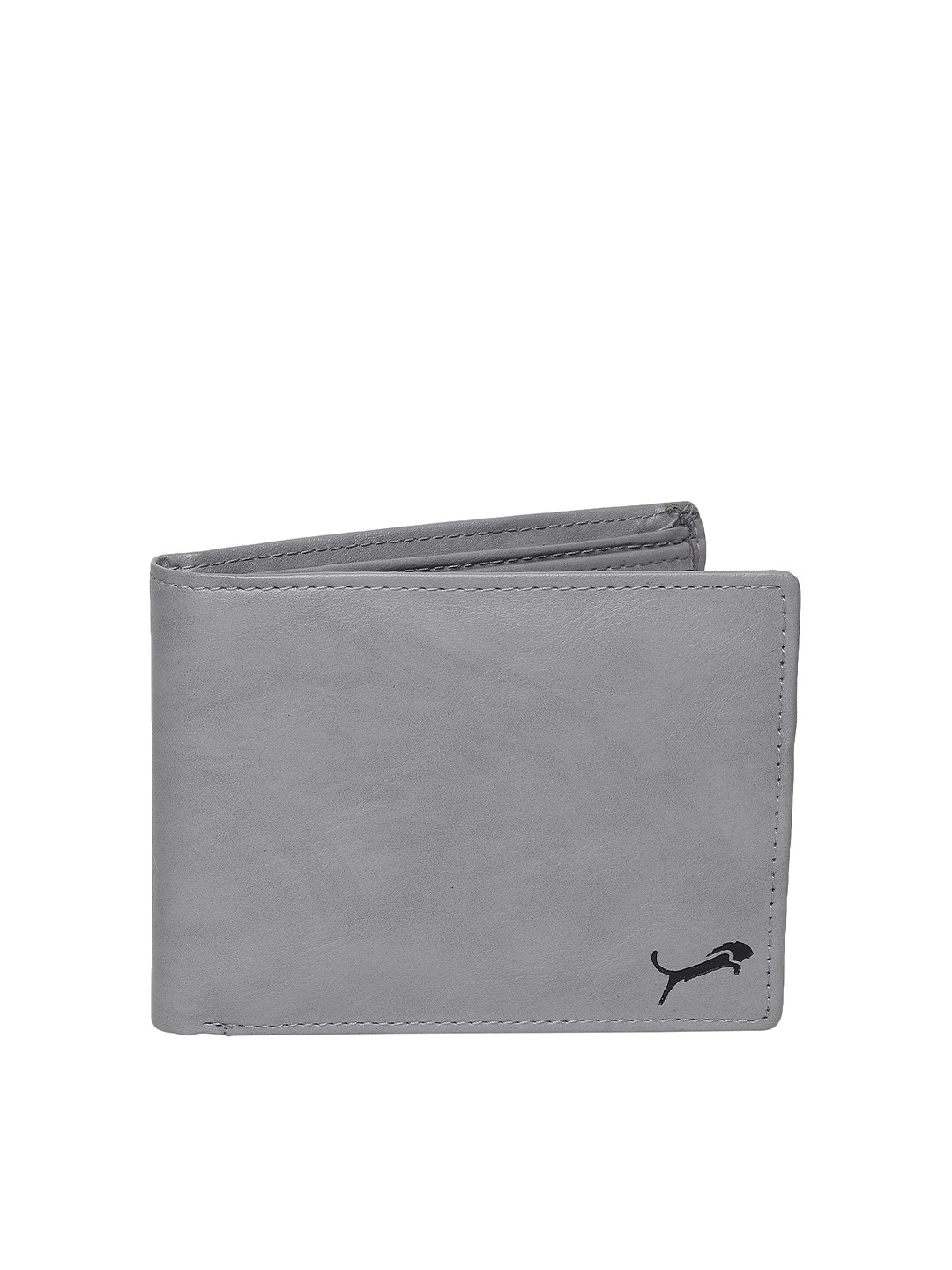 

WILD EDGE Men Grey & Black PU Two Fold Wallet