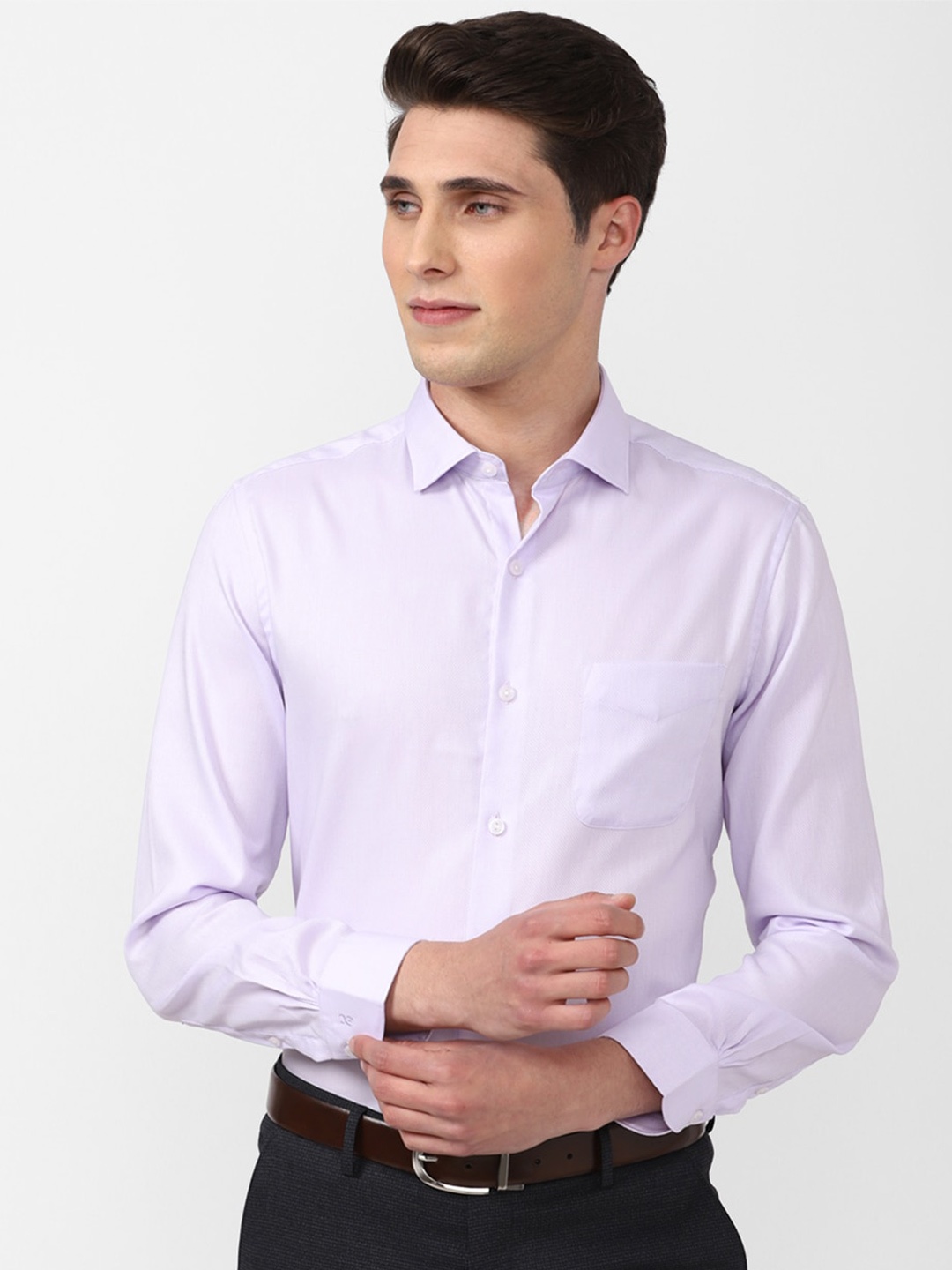 

Peter England Elite Men Purple Slim Fit Cotton Formal Shirt