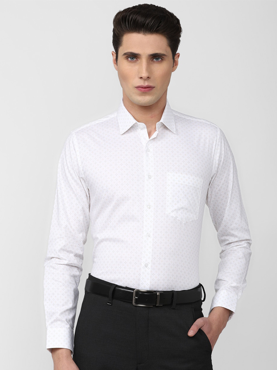 

Van Heusen Men Slim Fit Printed Pure Cotton Formal Shirt, White