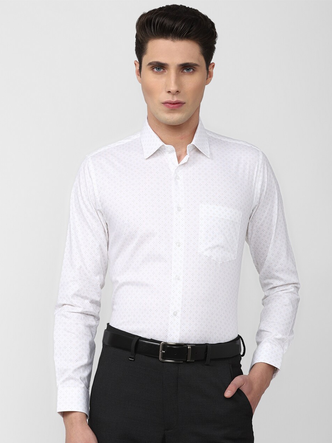 

Van Heusen Men White Slim Fit Printed Pure Cotton Formal Shirt