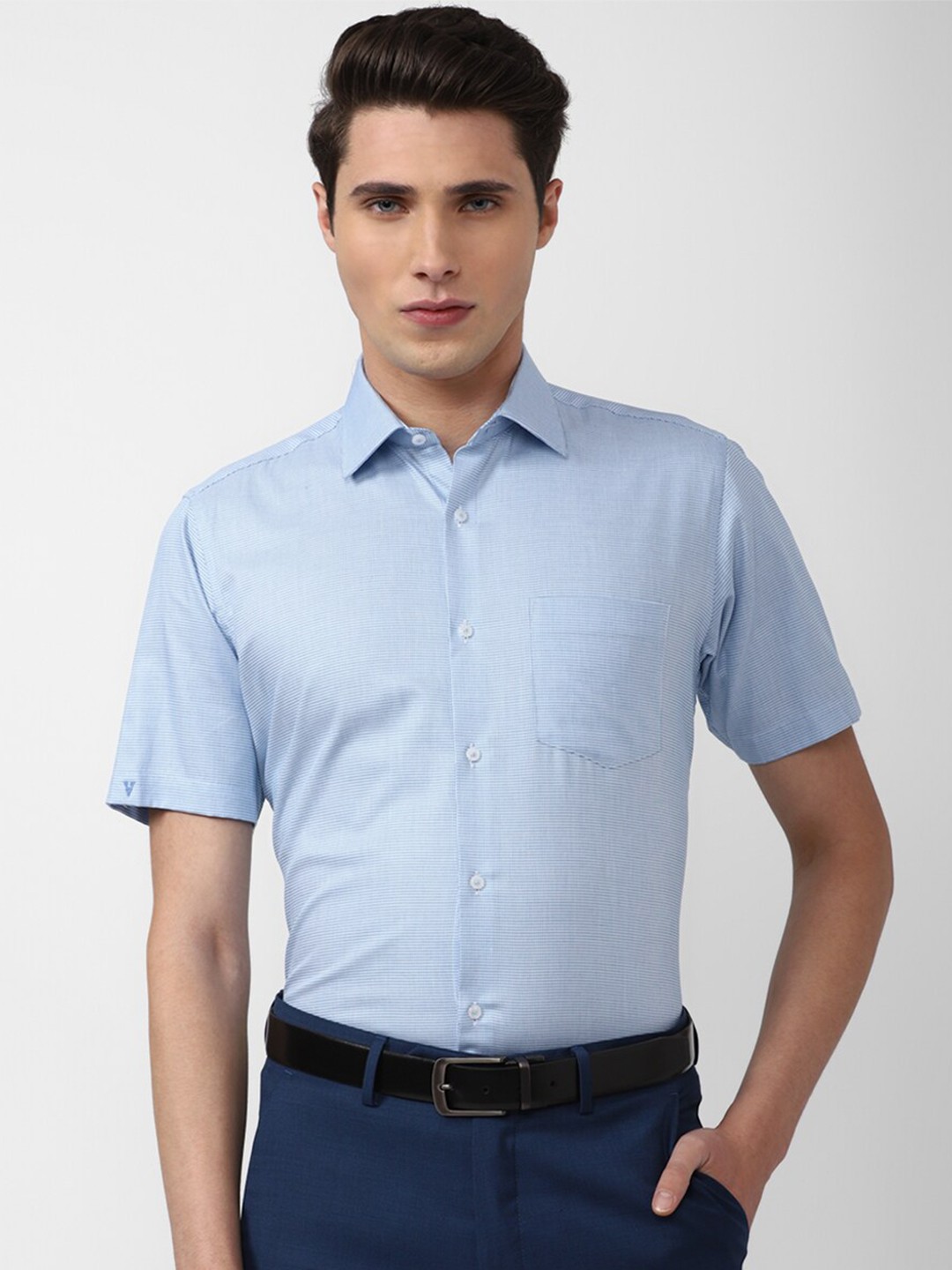 

Van Heusen Men Blue Striped Formal Shirt