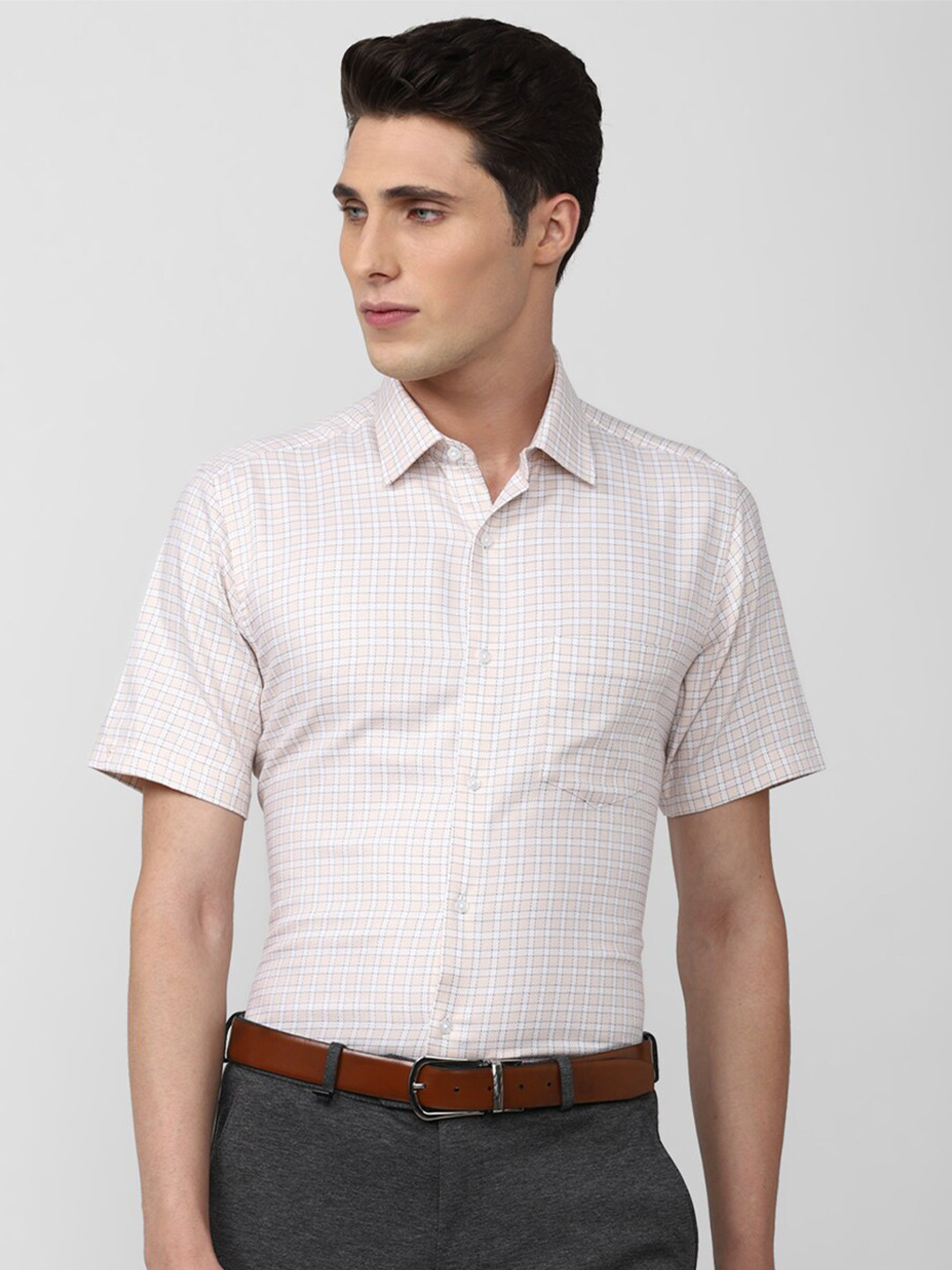 

Van Heusen Men Grid Tattersall Checked Formal Shirt, White