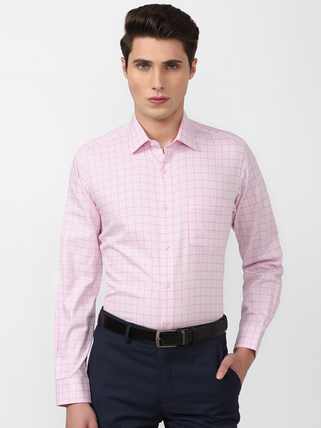 

Van Heusen Men Checked Formal Shirt, Pink