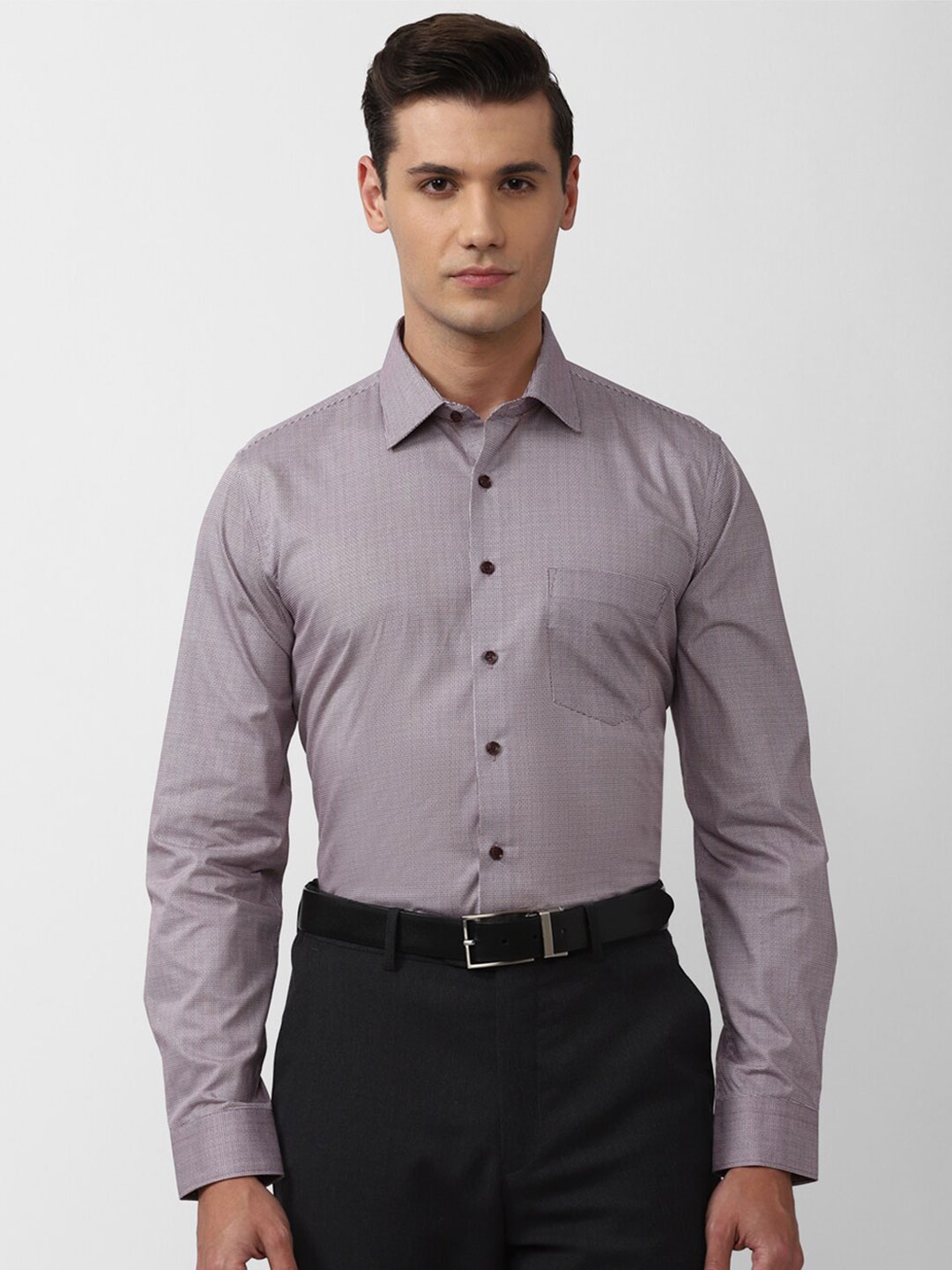 

Van Heusen Men Slim Fit Micro Checks Cotton Formal Shirt, Purple