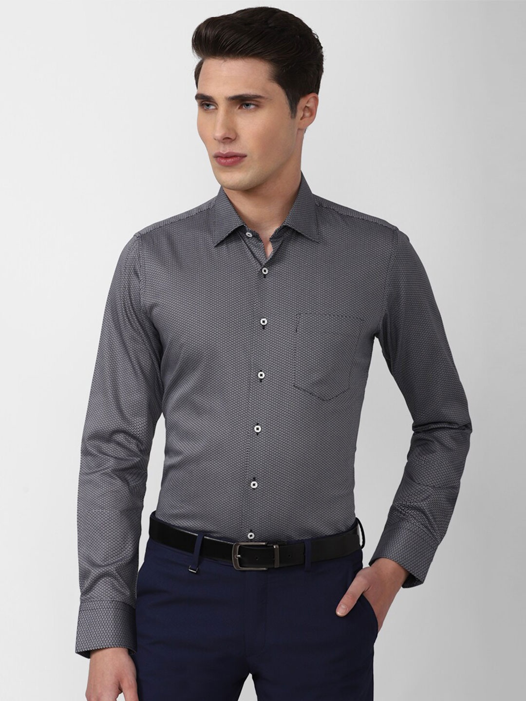 

Van Heusen Men Grey Slim Fit Pure Cotton Formal Shirt