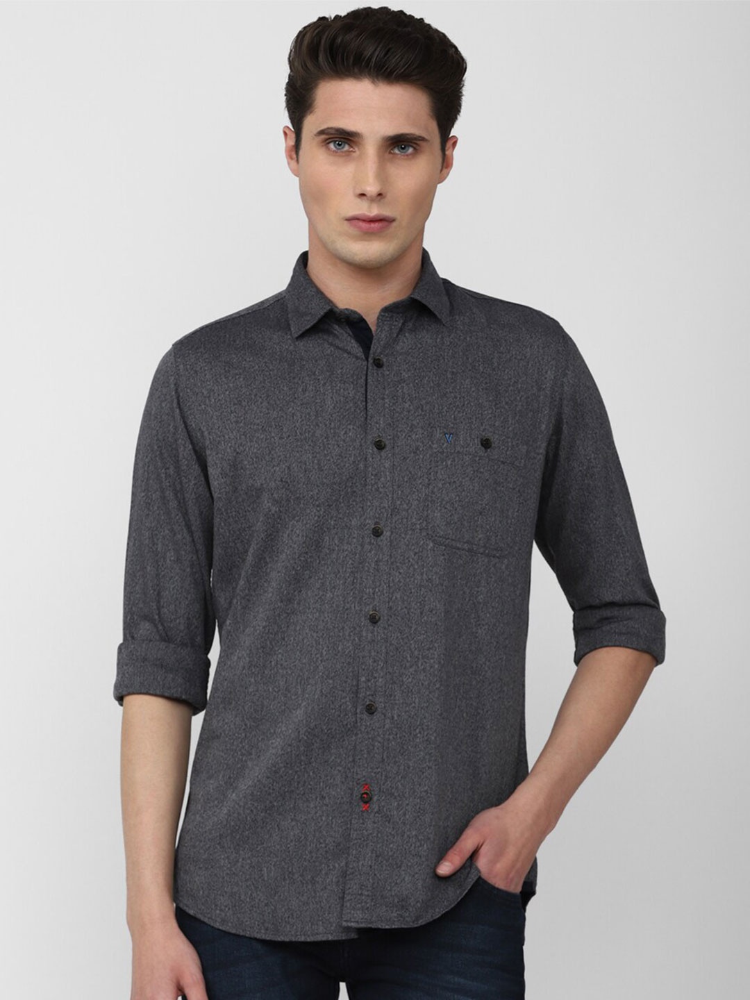 

VAN HEUSEN DENIM LABS Men Slim Fit Pure Cotton Casual Shirt, Grey