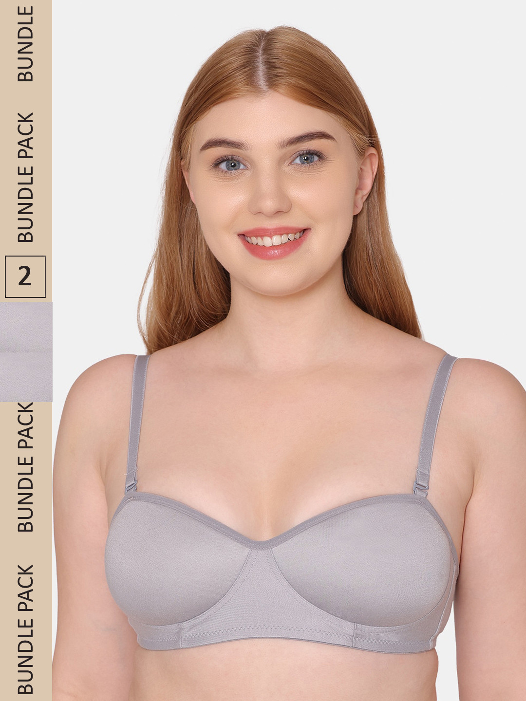 

KOMLI Grey Pack Of 2 Lightly Padded Bra