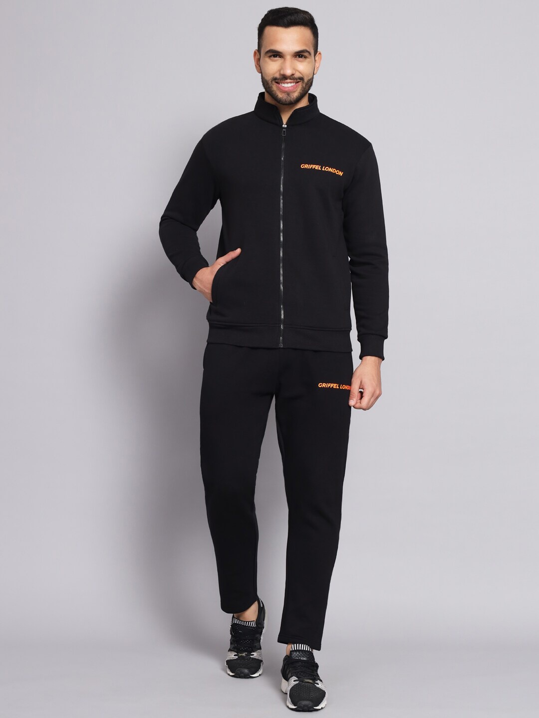 

GRIFFEL Men Black Mid- Rise Sports Tracksuits