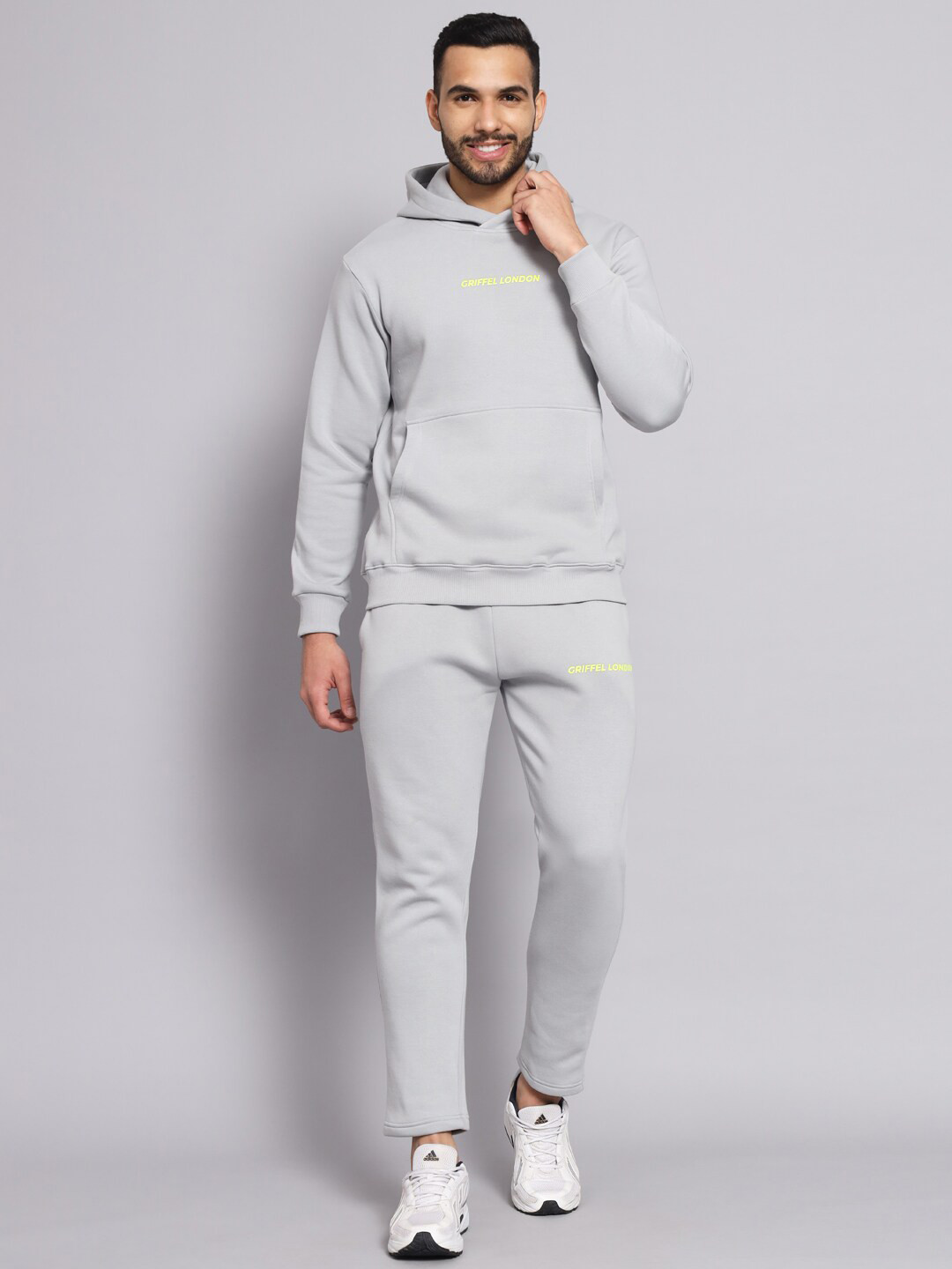 

GRIFFEL Men Steel Grey Brand Logo Printed Sports Tracksuits