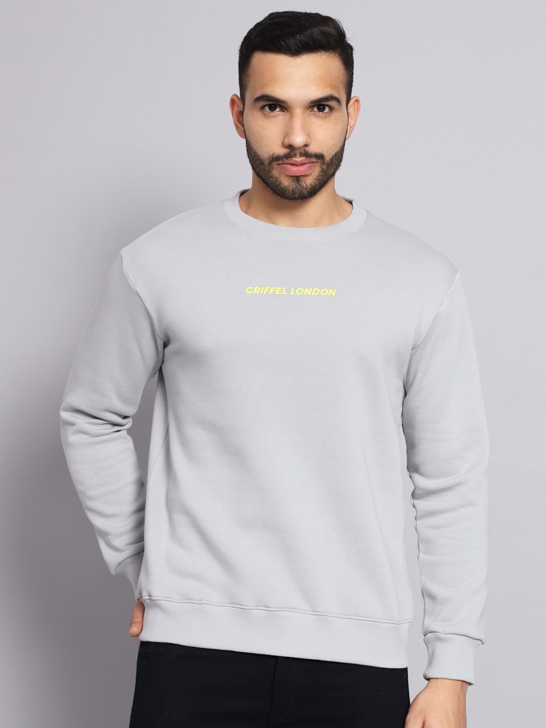 

GRIFFEL Men Steel Grey Printed Sweatshirt