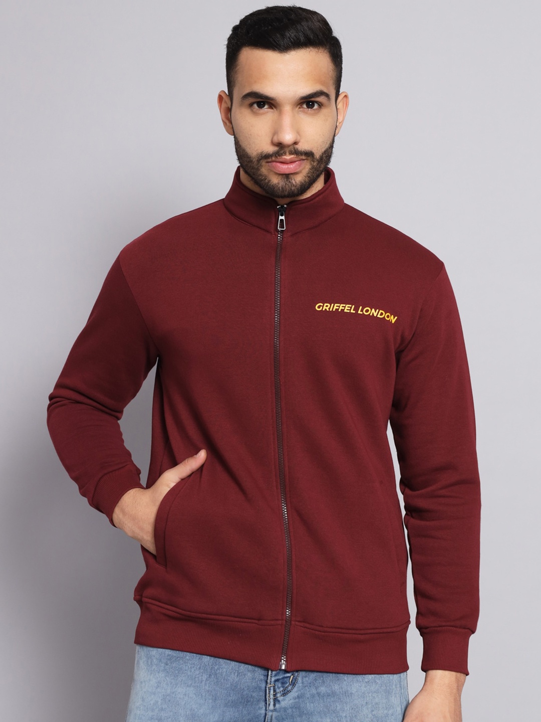 

GRIFFEL Men Maroon Printed Sweatshirt