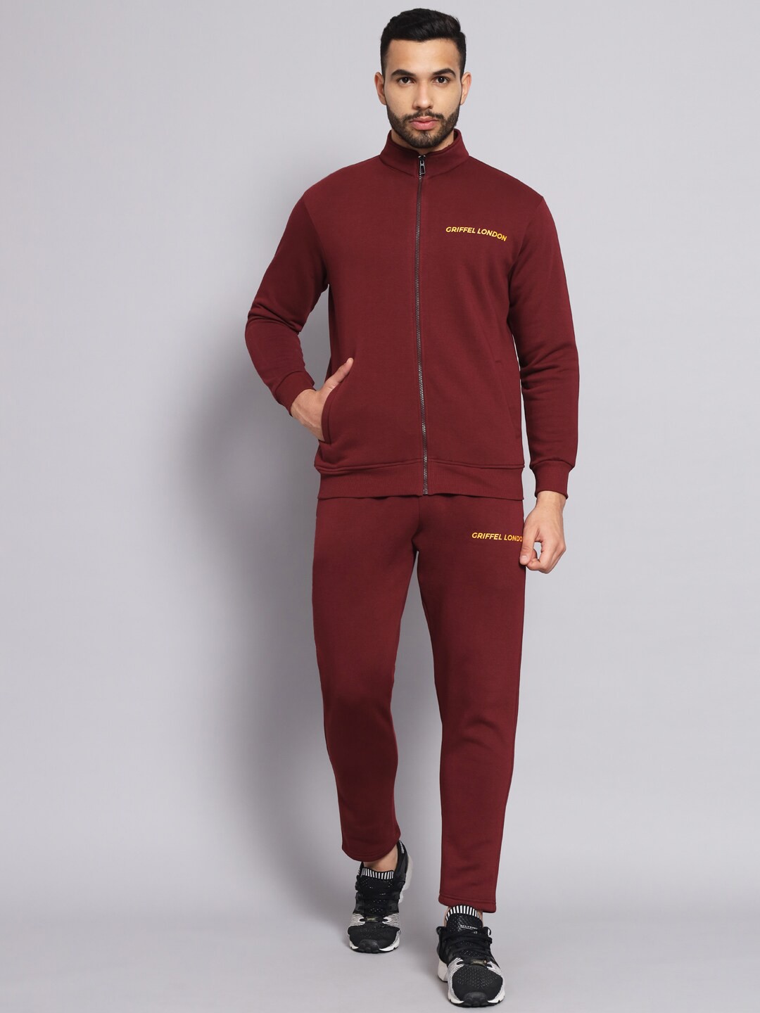 

GRIFFEL Men Maroon Sports Tracksuit