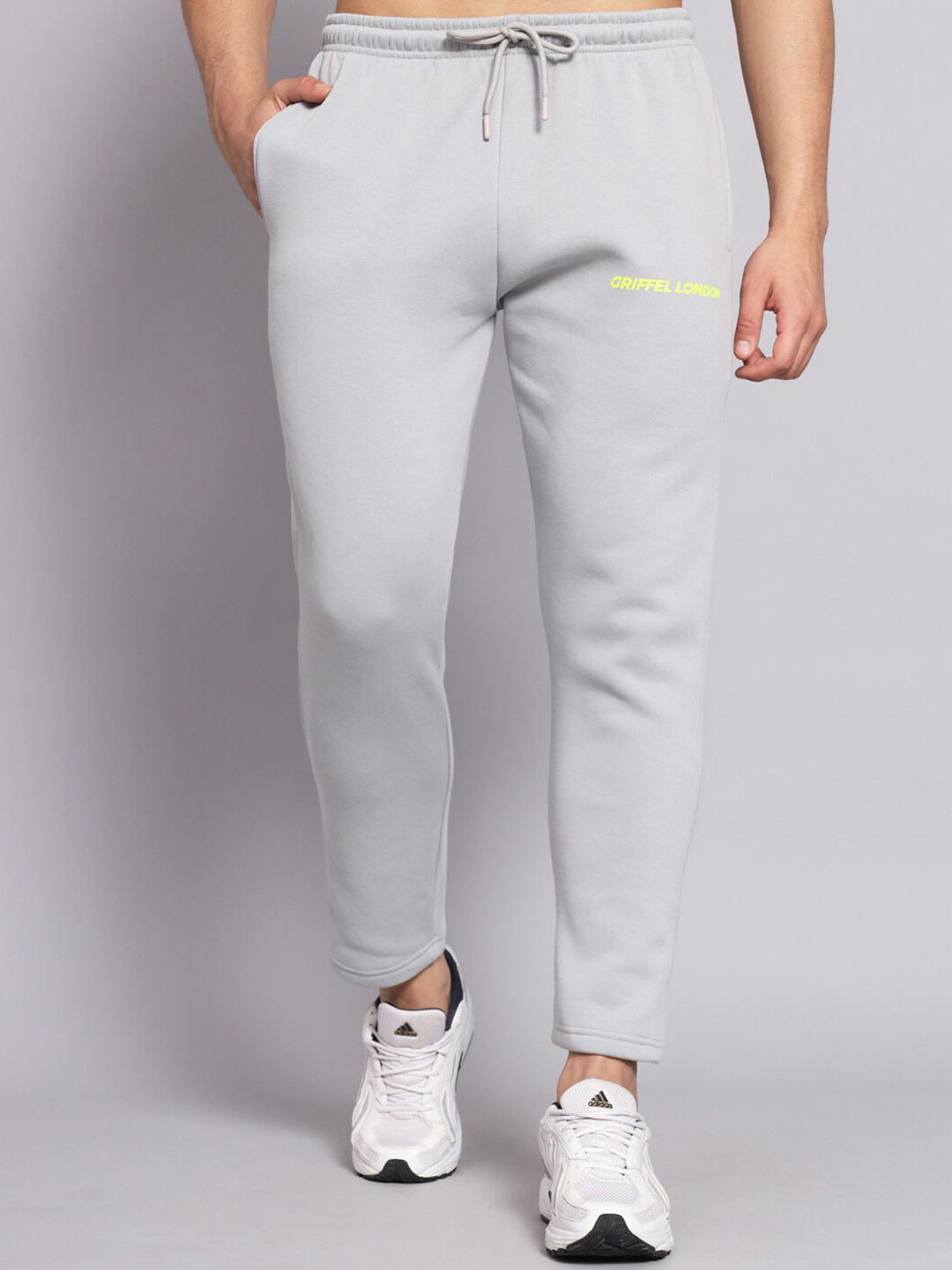 

GRIFFEL Men Steel Grey Cotton Track Pants