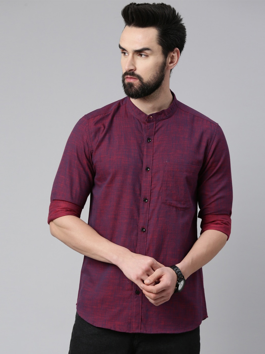 

Kryptic Men Red Pure Cotton Casual Shirt