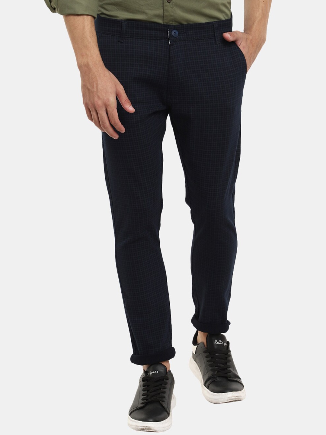 

V-Mart Men Black Checked Classic Trousers