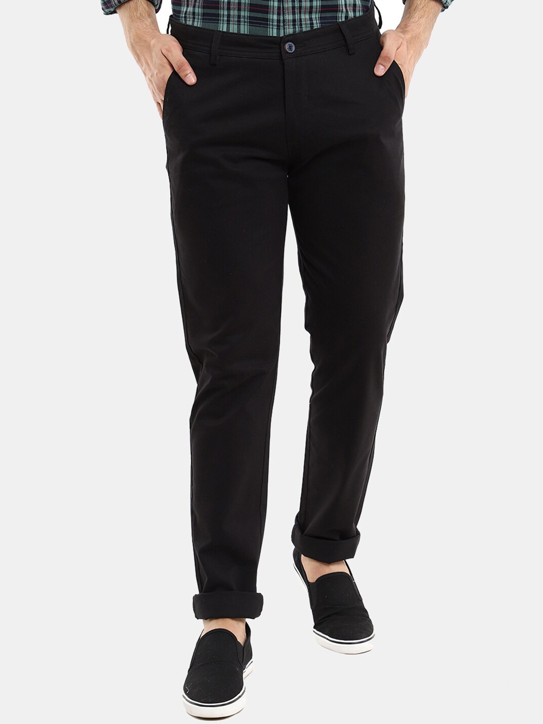 

V-Mart Men Black Classic Cotton Slim Fit Chinos Trousers