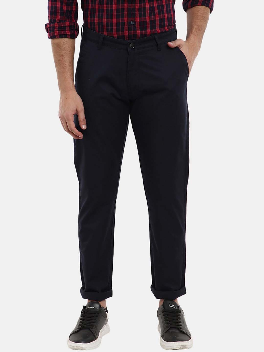 

V-Mart Men Navy Blue Classic Slim Fit Cotton Chinos Trousers