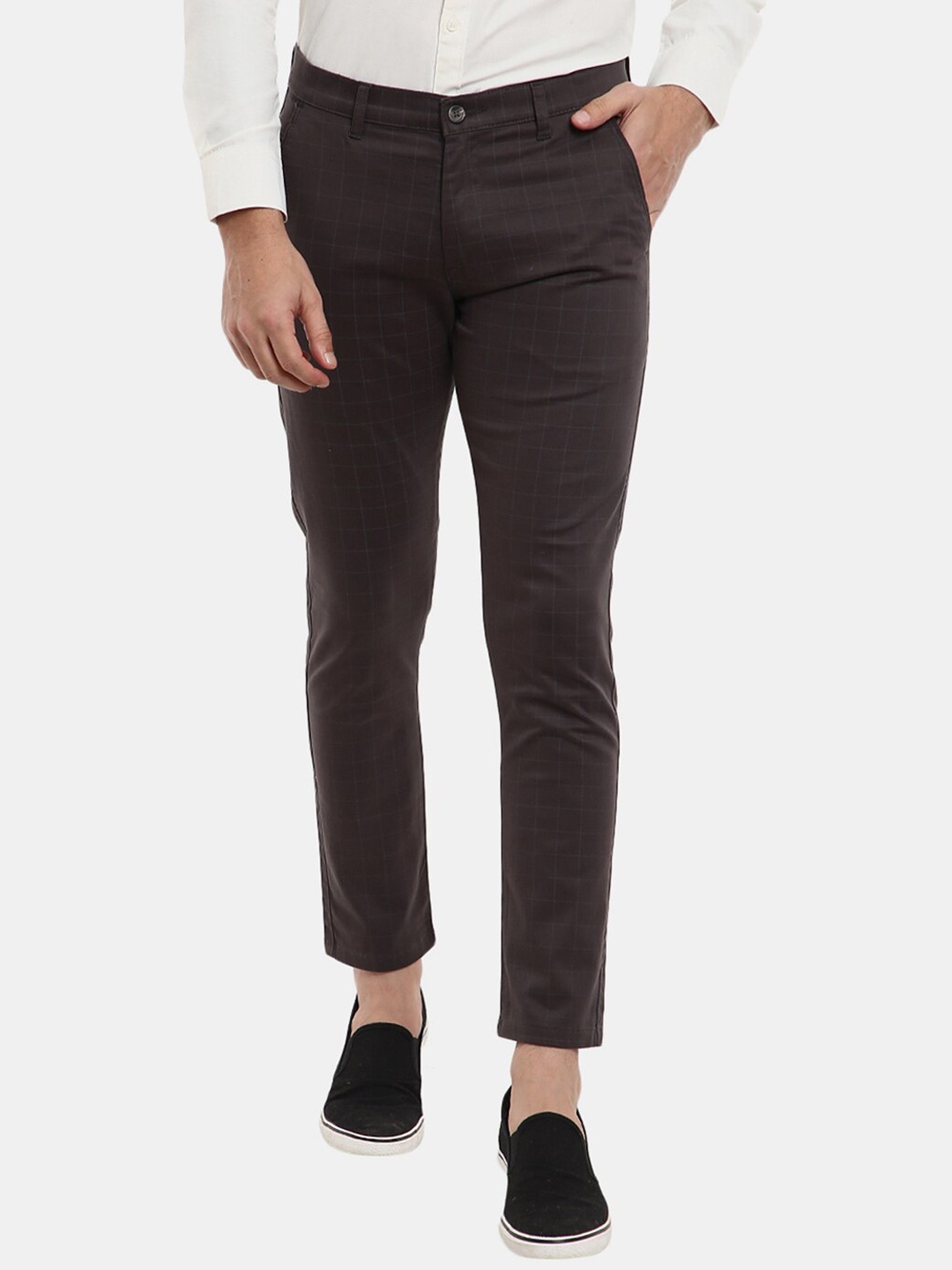 

V-Mart Men Grey Checked Classic Trousers