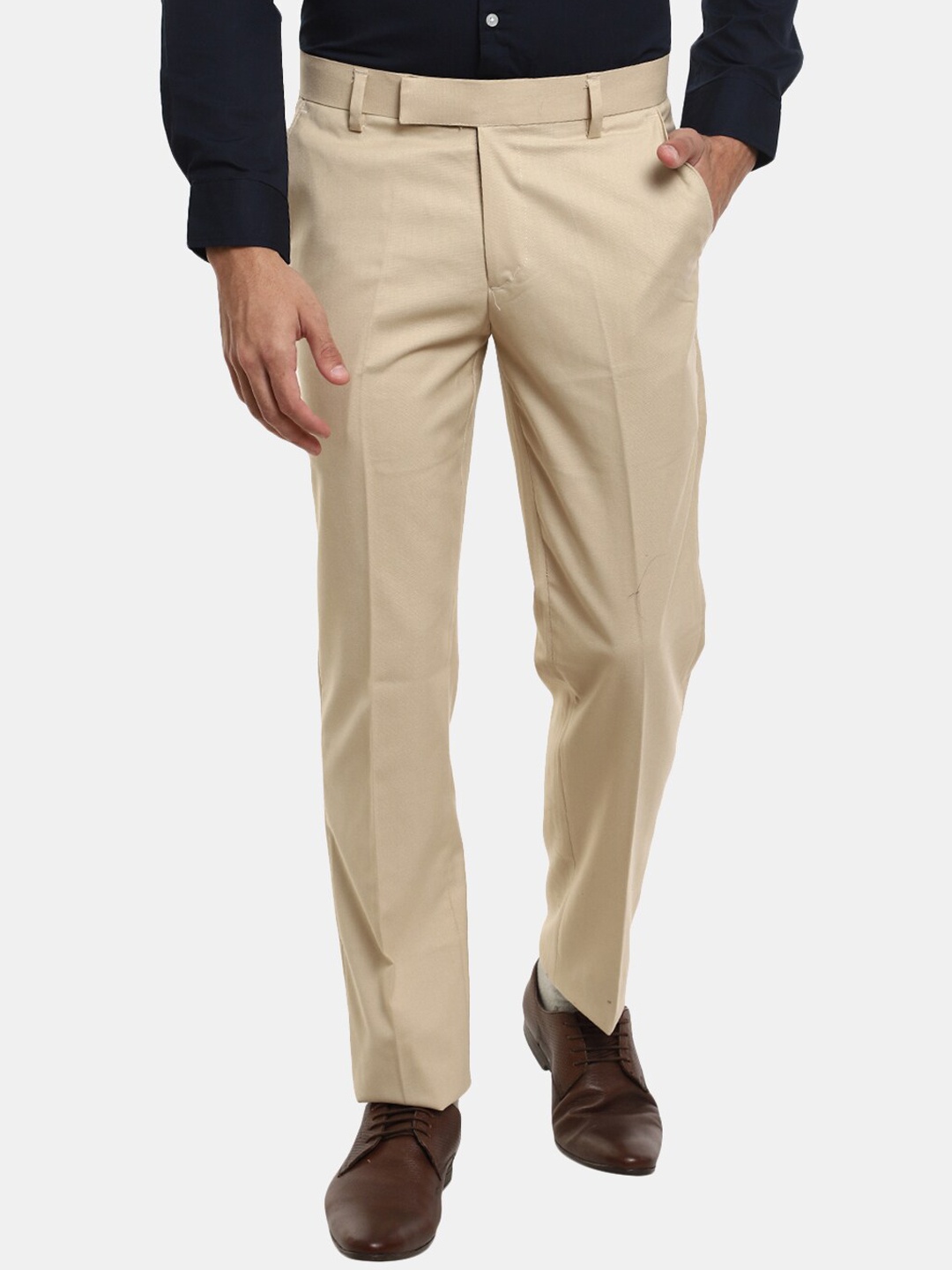 

V-Mart Men Beige Classic Cotton Slim Fit Trousers