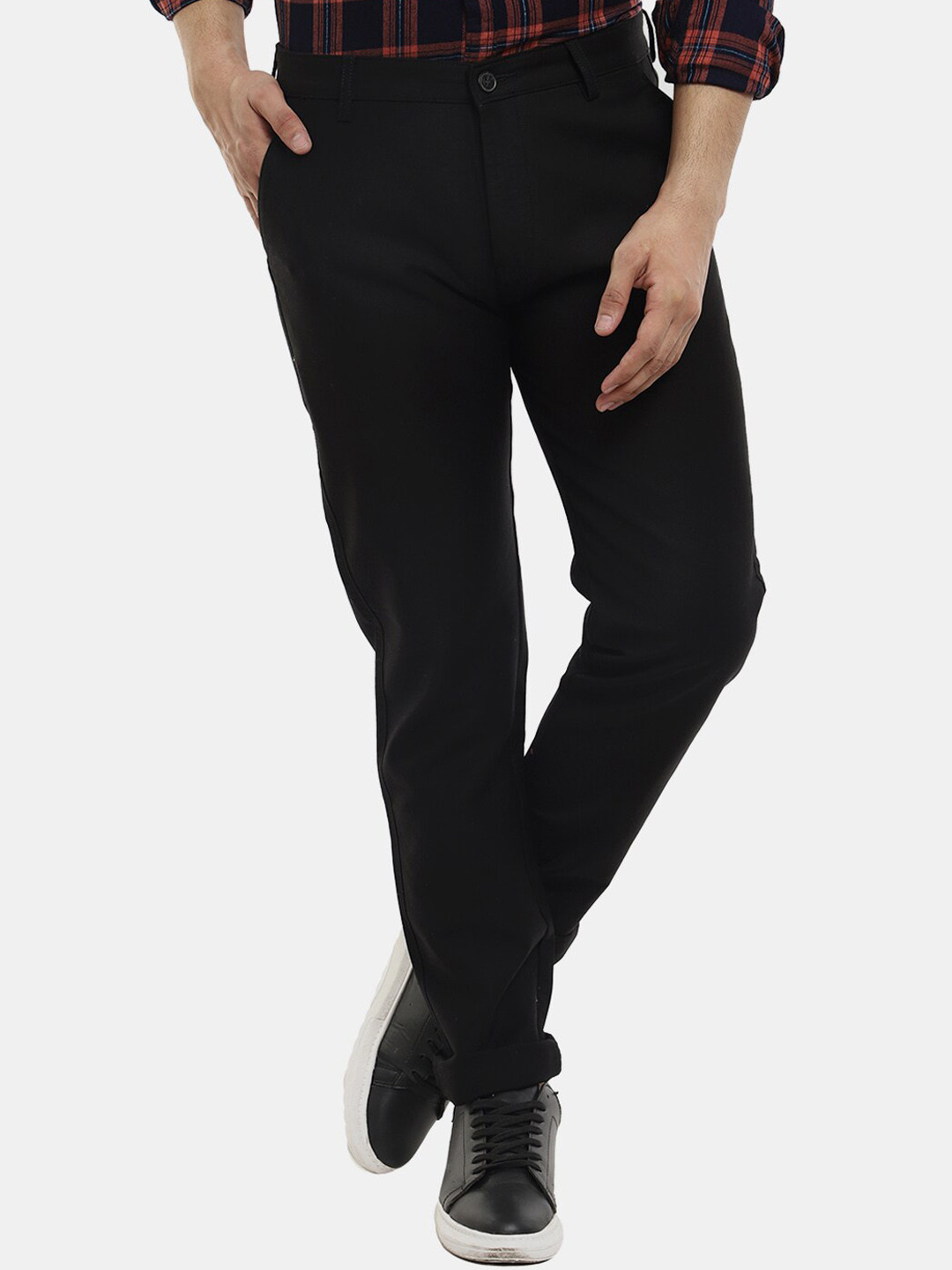 

V-Mart Men Black Classic Slim Fit Cotton Chinos Trousers