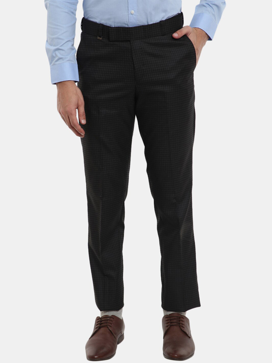

J White by Vmart Men Black Classic Cotton Slim Fit Trousers