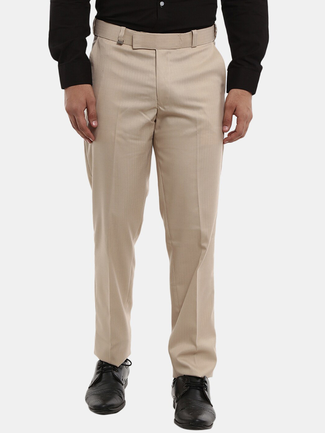 

J White by Vmart Men Cream-Coloured Classic Cotton Slim Fit Trousers