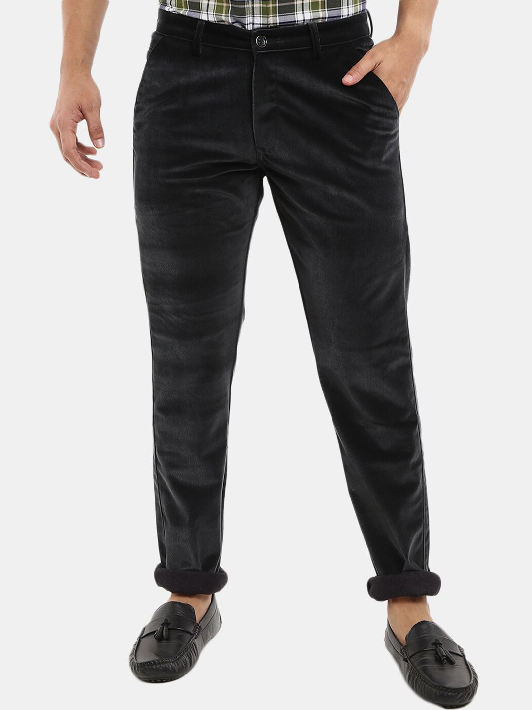 

V-Mart Men Black Classic Slim Fit Cotton Trousers