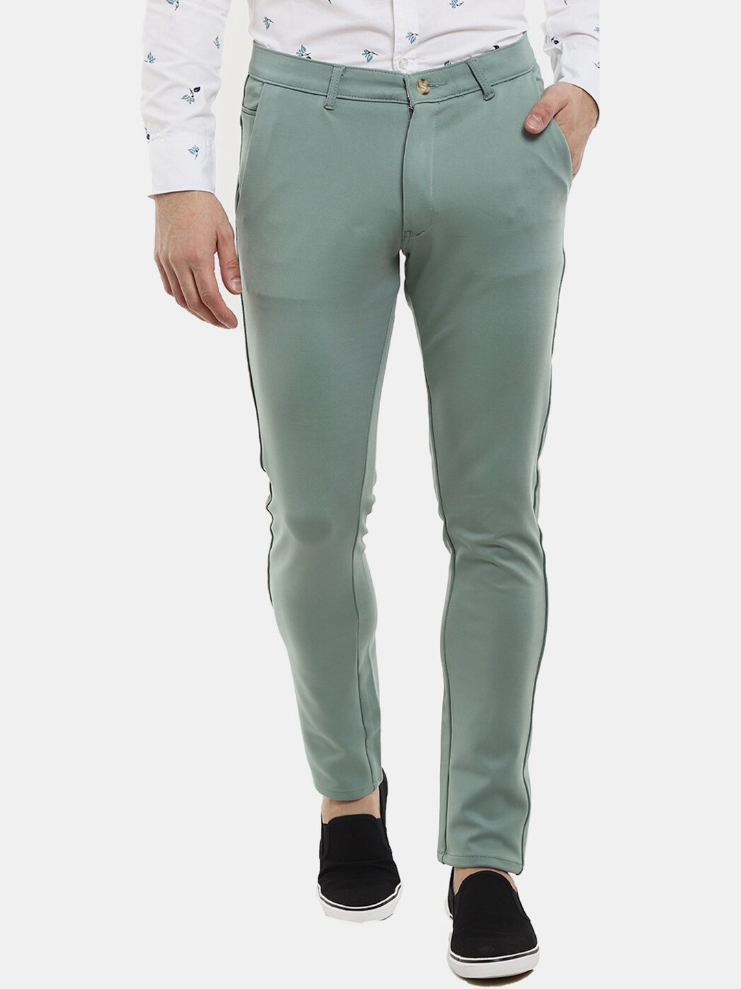 

V-Mart Men Green Classic Cotton Chinos Trousers