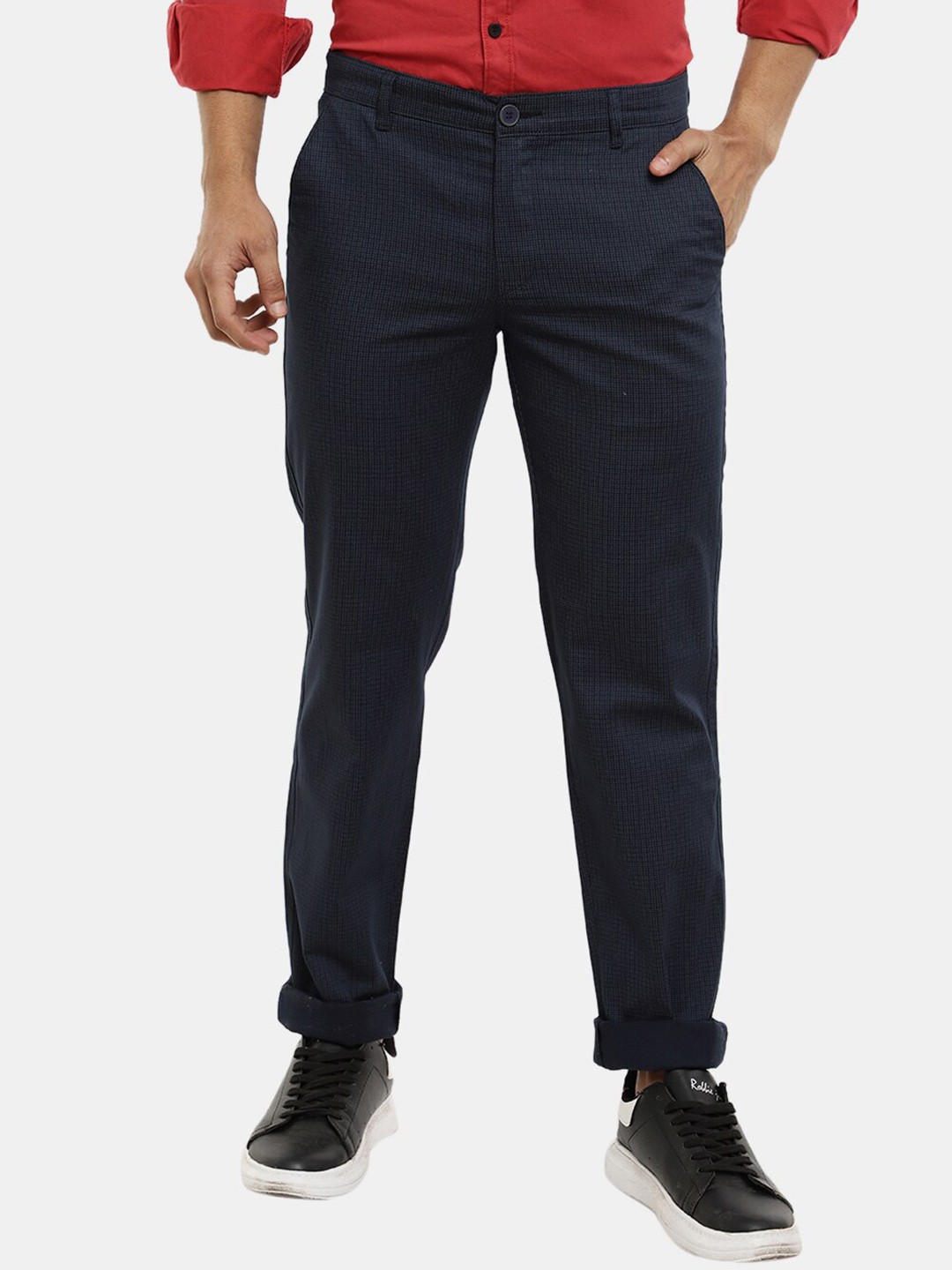 

V-Mart Men Blue Classic Slim Fit Chinos Trousers