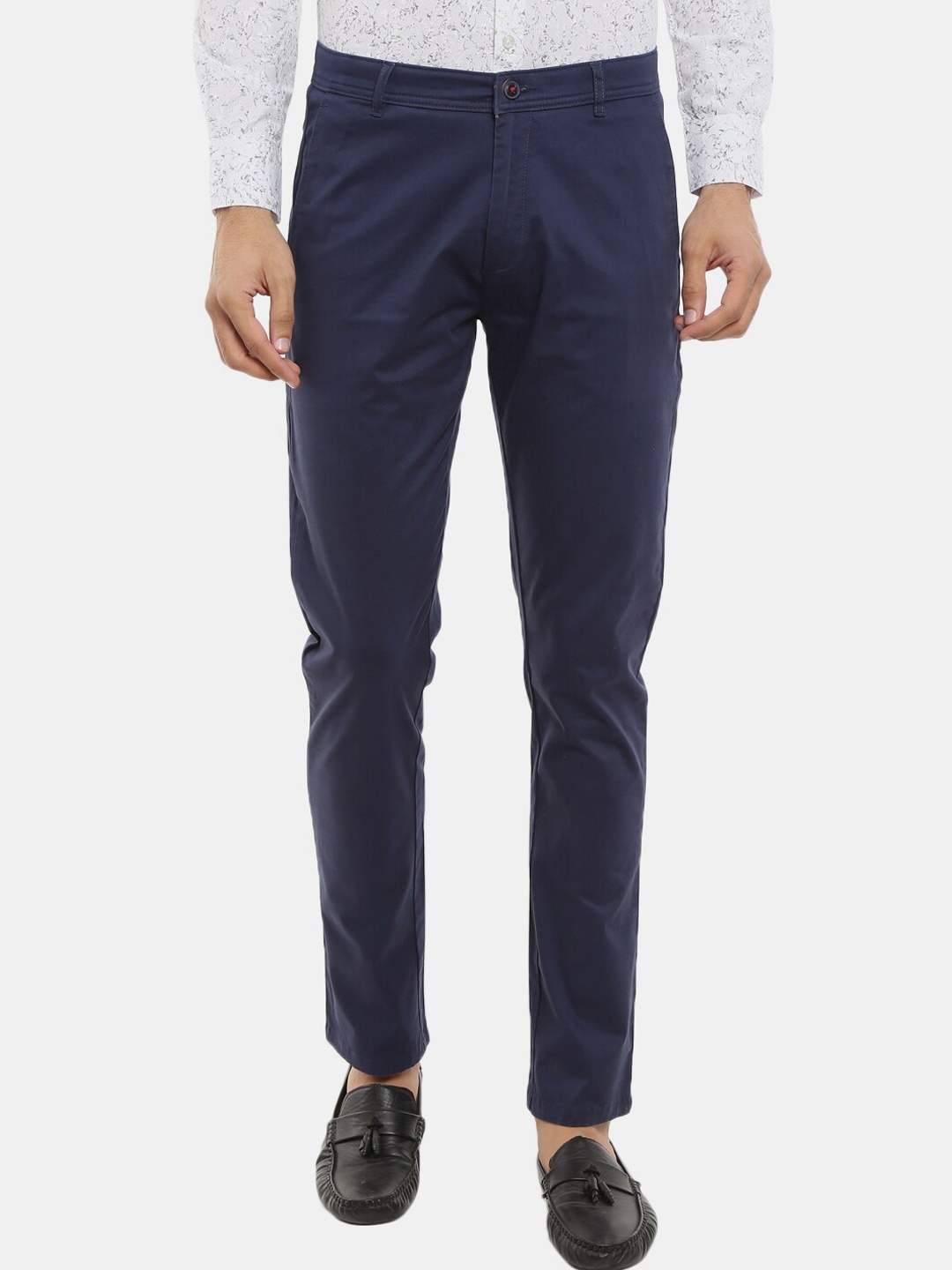 

V-Mart Men Navy Blue Classic Slim Fit Cotton Chinos Trousers