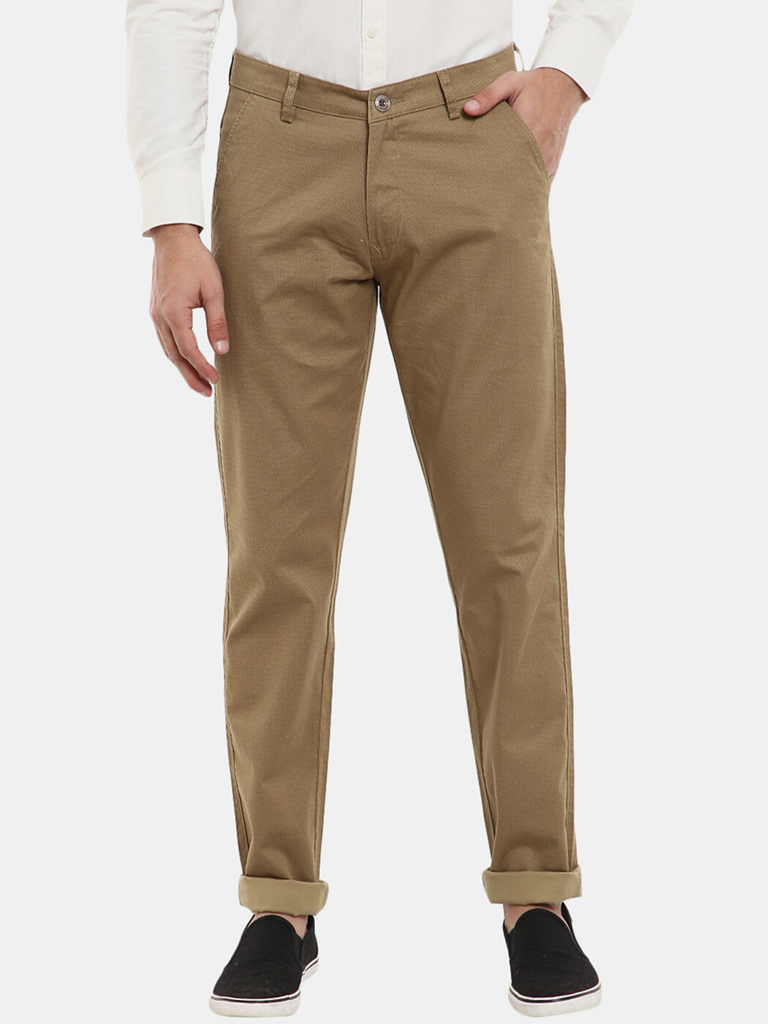 

V-Mart Men Khaki Classic Slim Fit Cotton Chinos Trousers