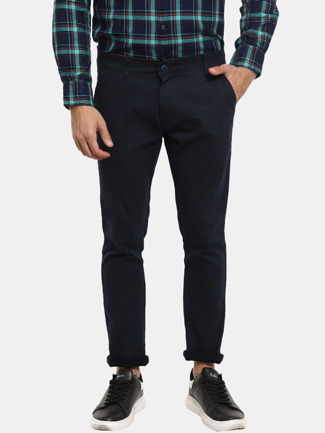 

V-Mart Men Navy Blue Classic Chinos Trousers