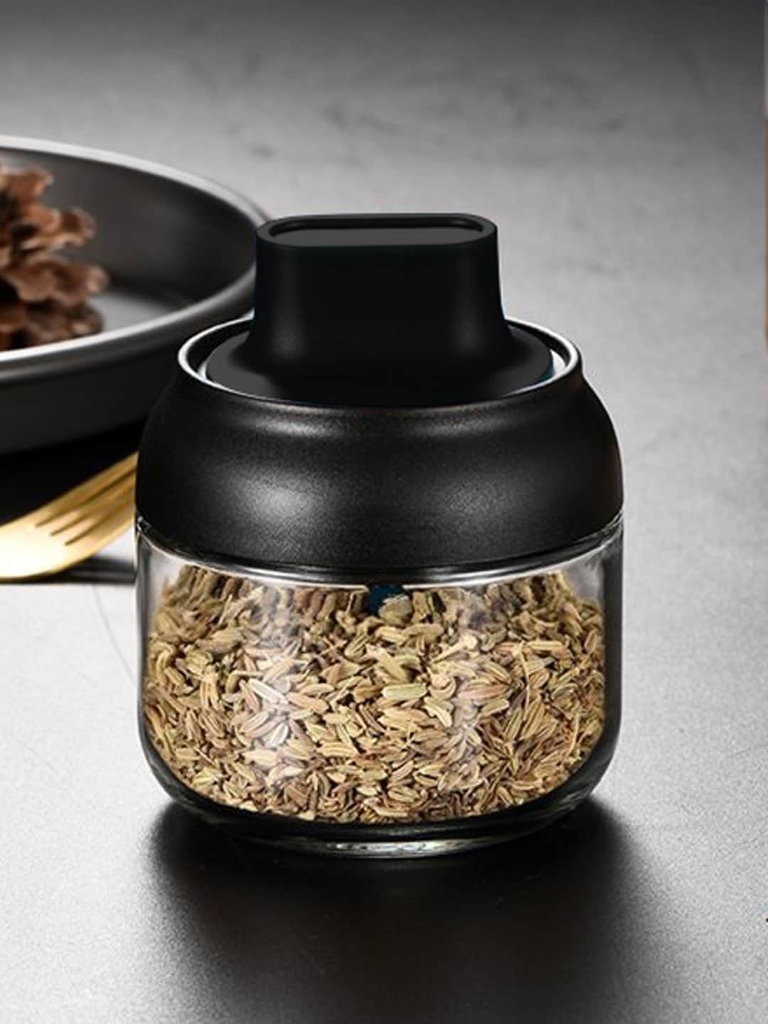 

MARKET99 Transparent & Black Glass Oil Jar With Brush 280 ML