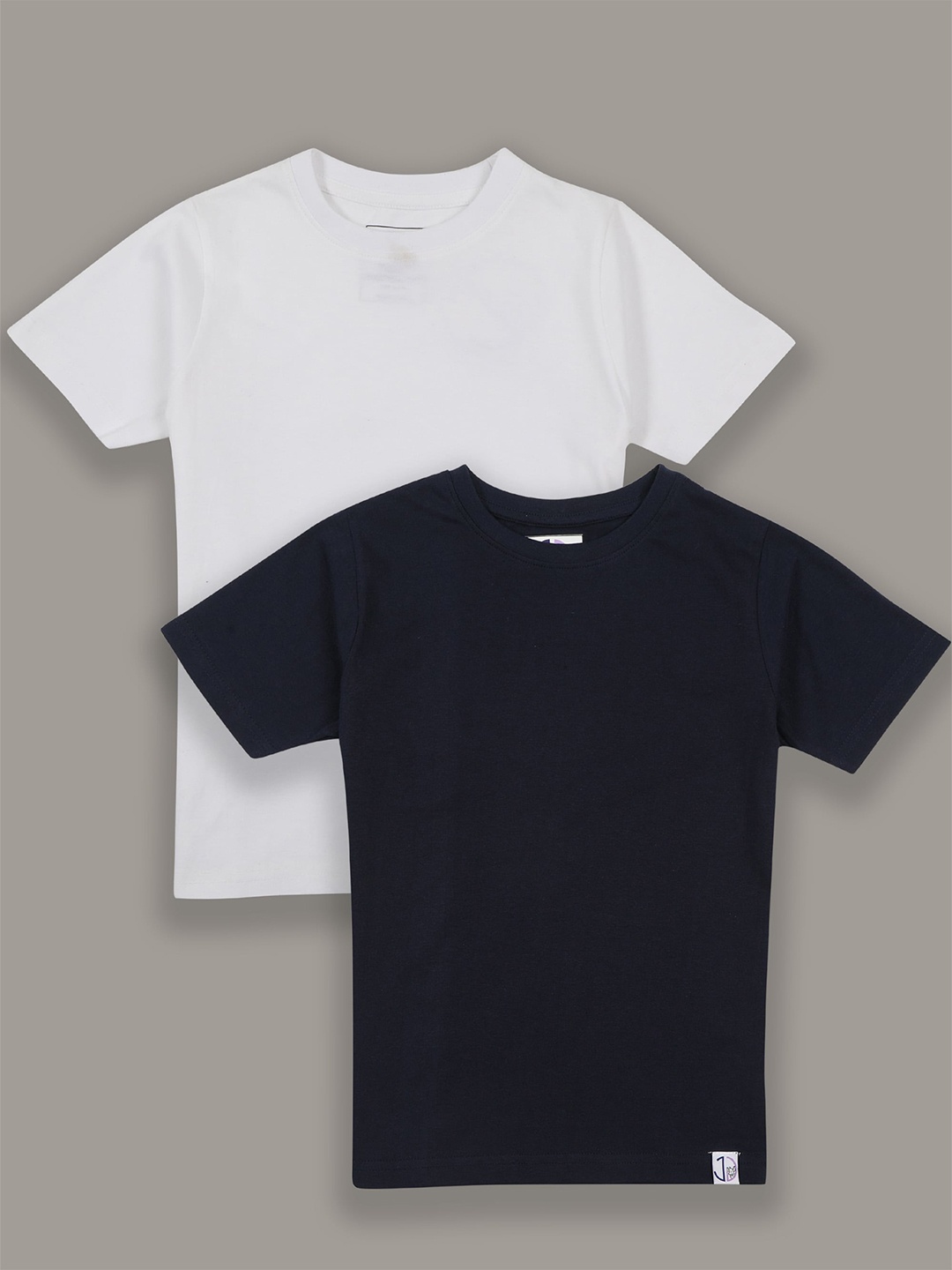 

Jumping Joey Boys White & Navy Blue Pack of 2 Pure Cotton T-shirt