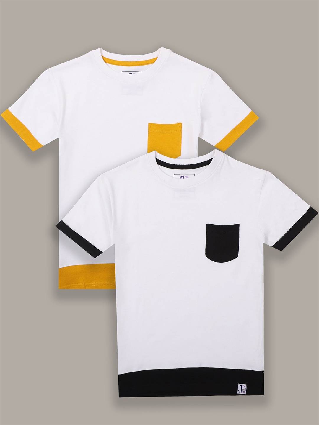 

Jumping Joey Boys White & Yellow Pack of 2 Pure Cotton T-shirt