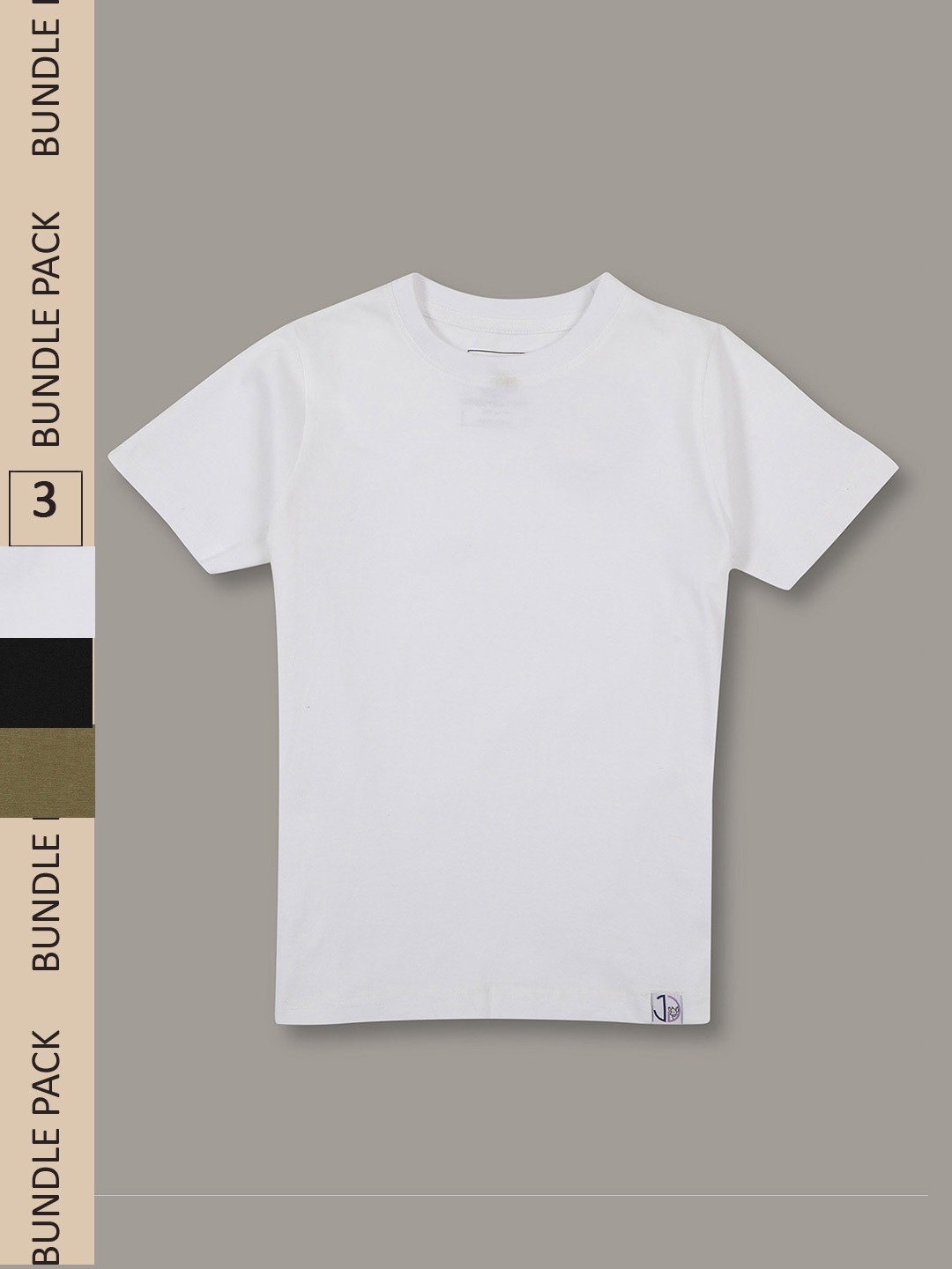 

Jumping Joey Boys Pack Of 3 White & Olive Green Pure Cotton T-shirt