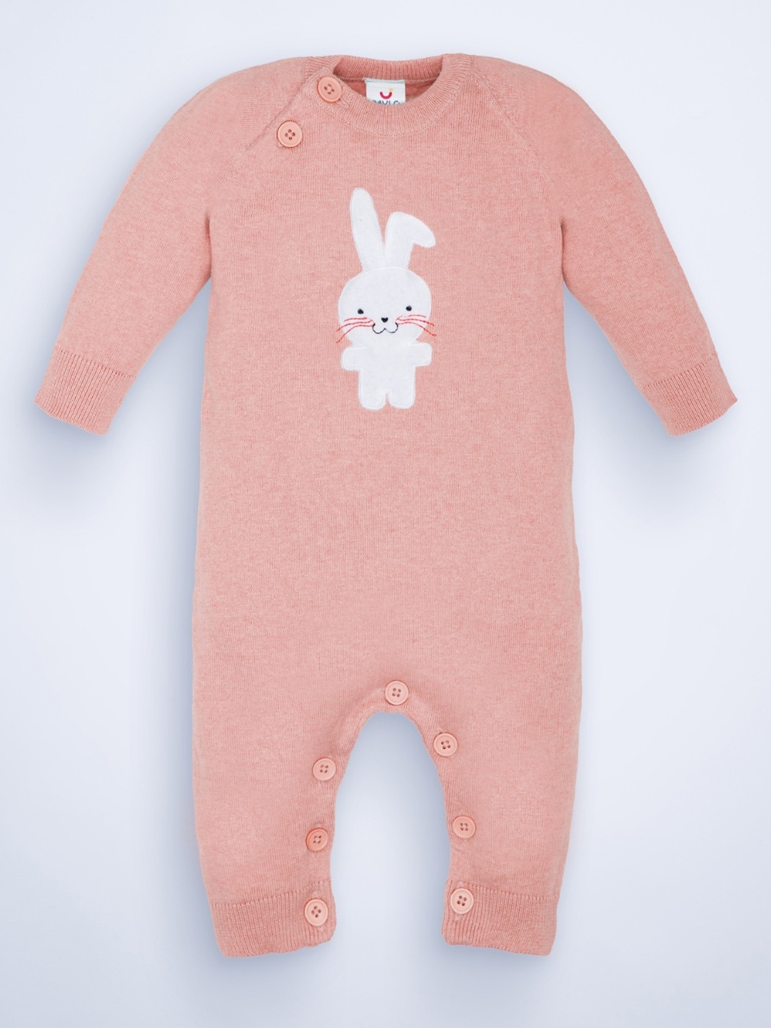 

MYLO ESSENTIALS Unisex Baby Bunny Full Sleeves Sweater Romper, Pink