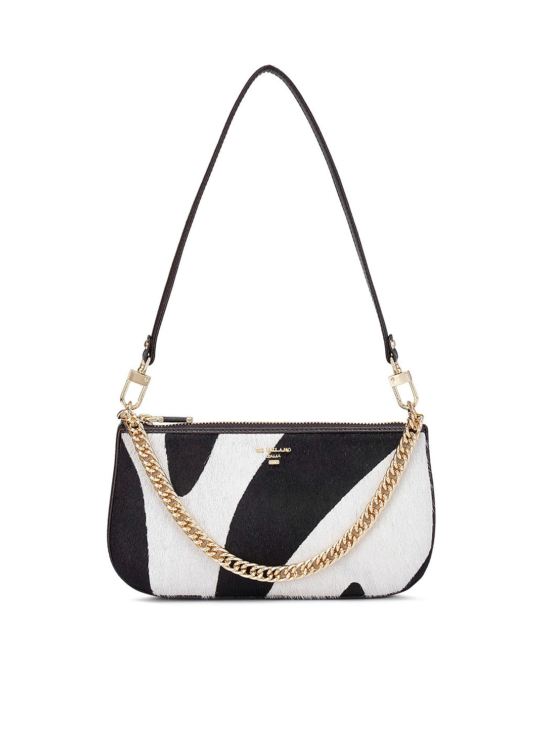 

Da Milano Black & White Colourblocked Leather Structured Sling Bag