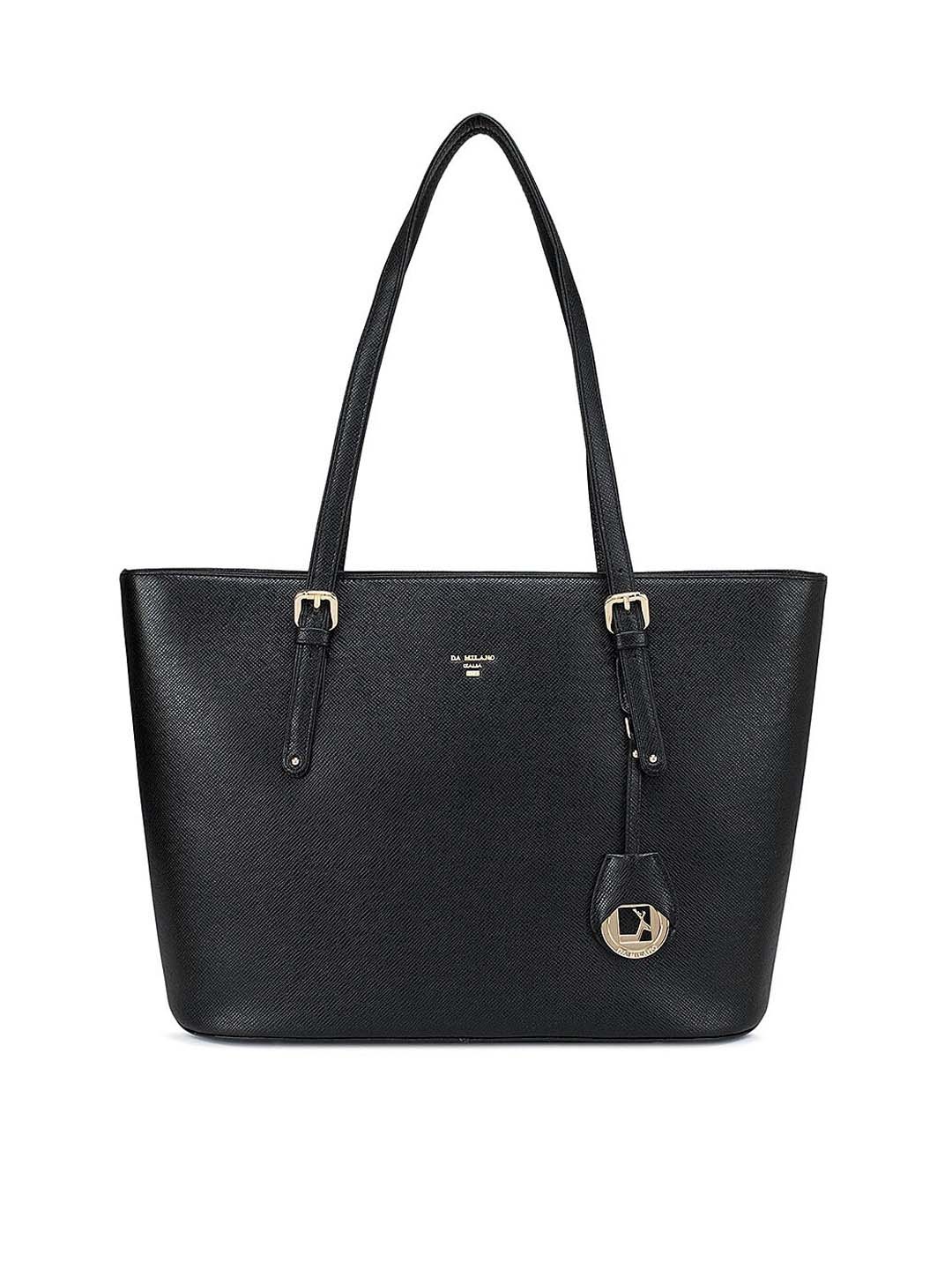 

Da Milano Black Leather Oversized Structured Shoulder Bag