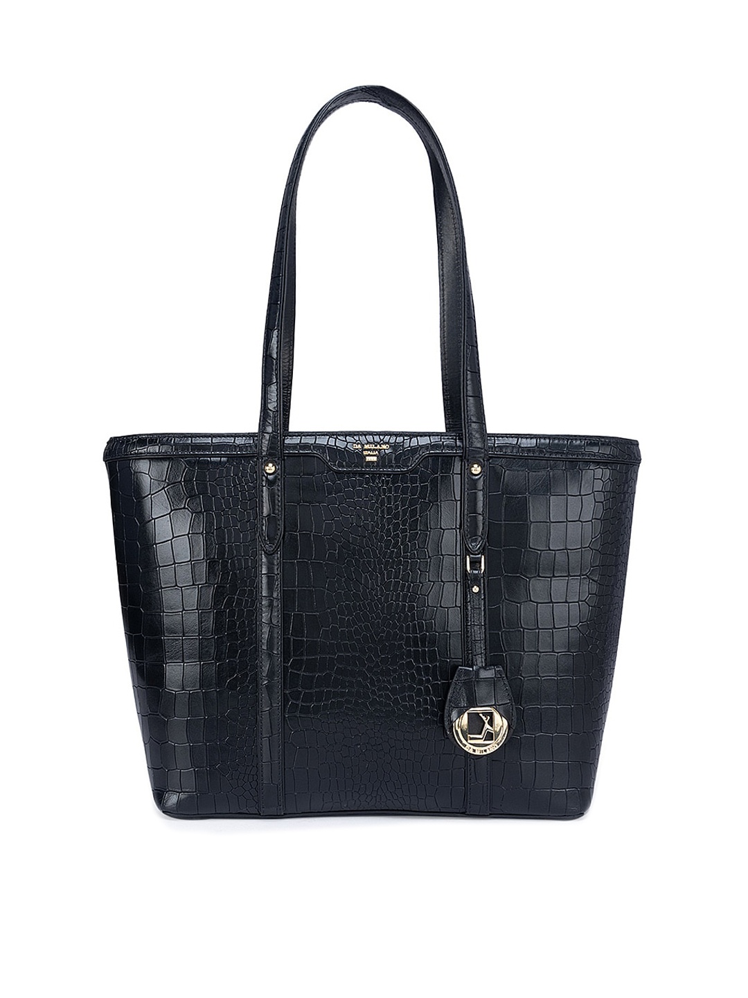 

Da Milano Black Textured Leather Oversized Structured Shoulder Bag