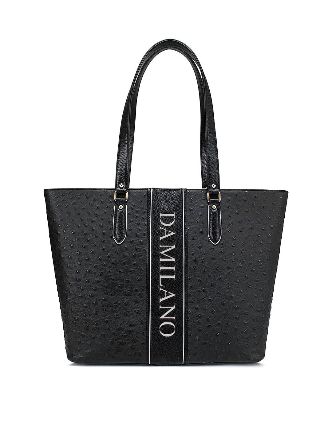 

Da Milano Black Textured Leather Oversized Shopper Tote Bag