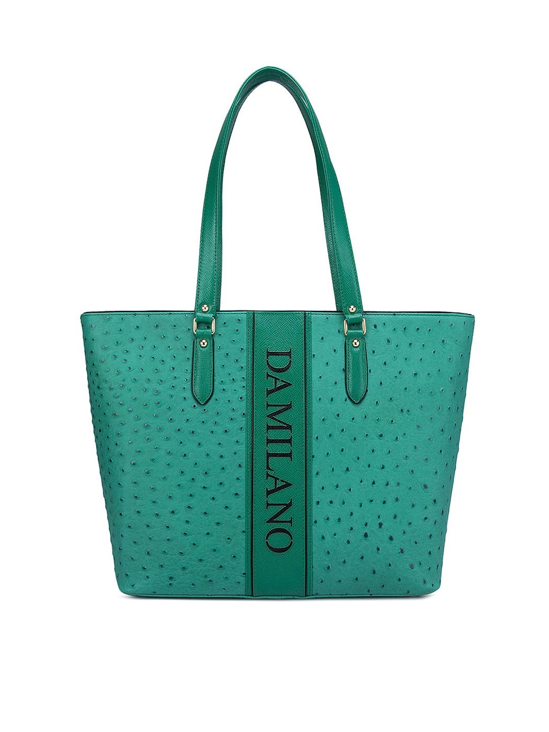 

Da Milano Green Textured Leather Oversized Shopper Tote Bag