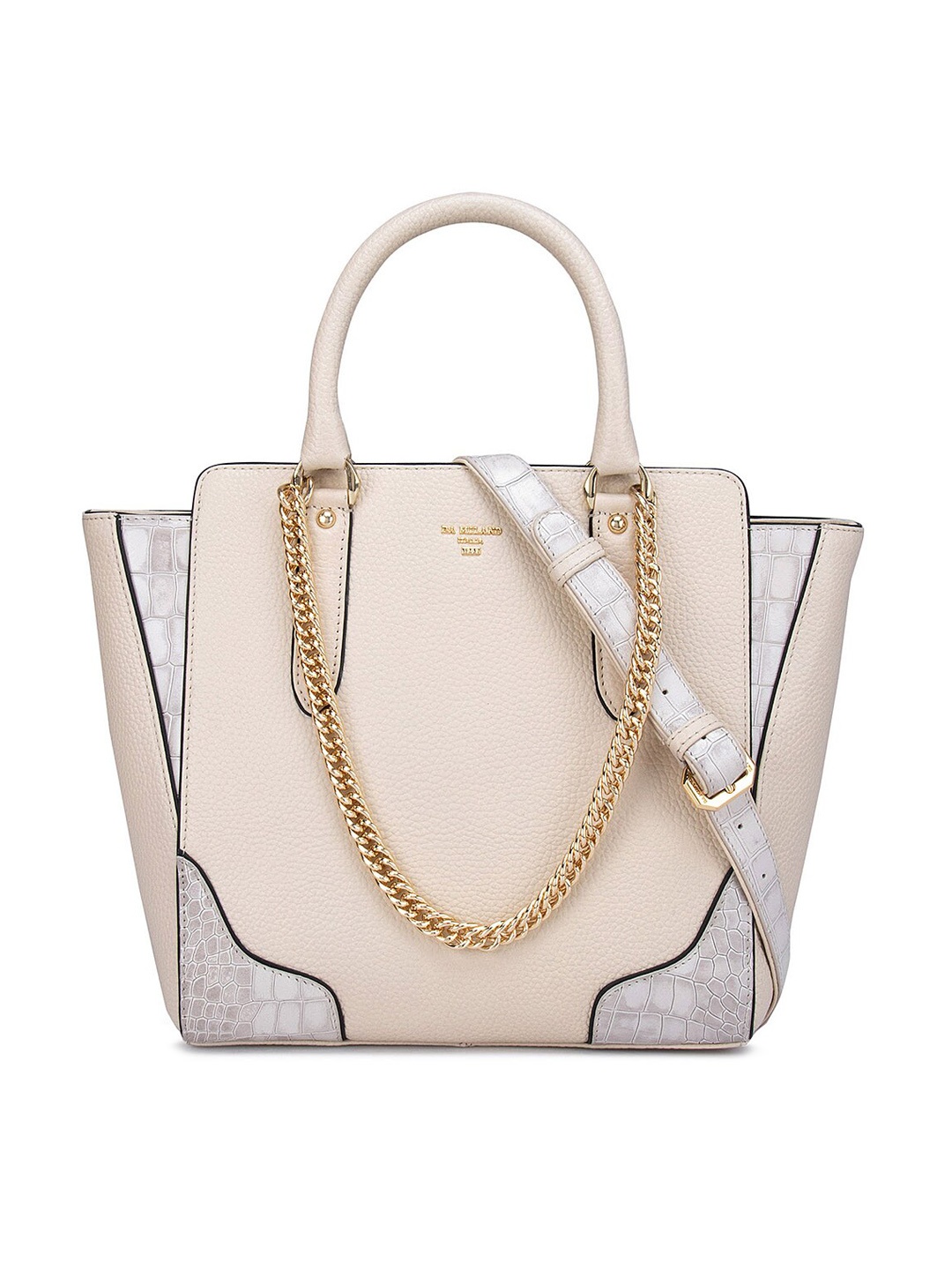

Da Milano Beige Leather Structured Handheld Bag