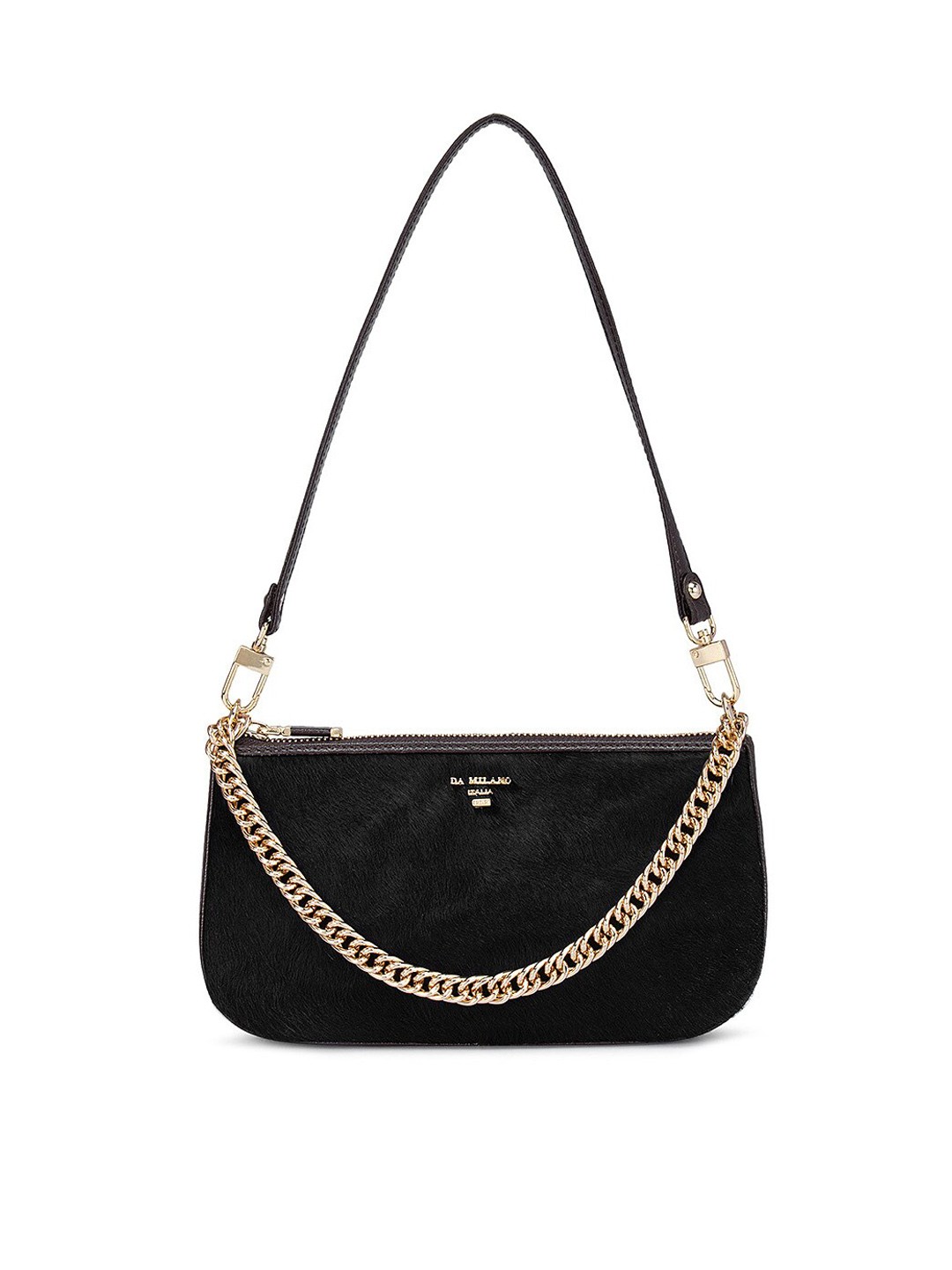 

Da Milano Black Leather Structured Sling Bag