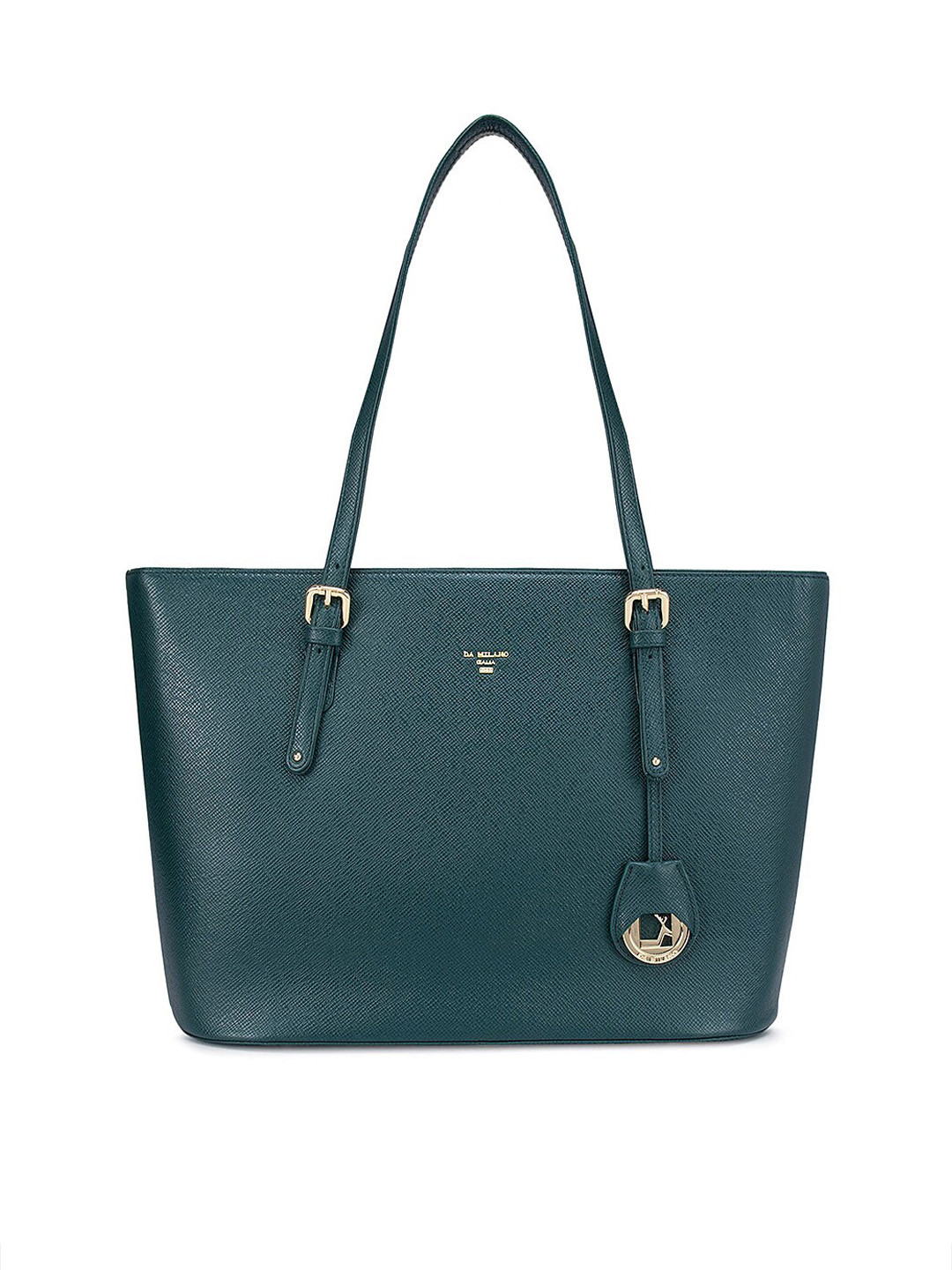 

Da Milano Women Teal Textured Leather Structured Shoulder Bag
