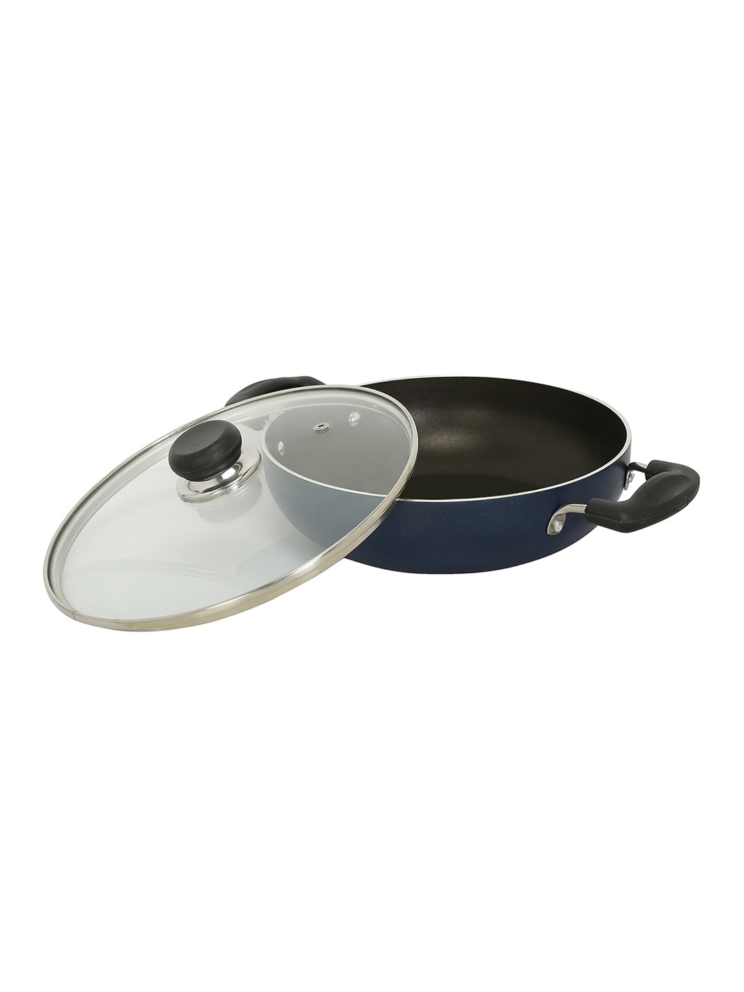 

Vinod Blue Non-Stick Dishwasher-Safe Aluminium Kadai with Lid 4.3L