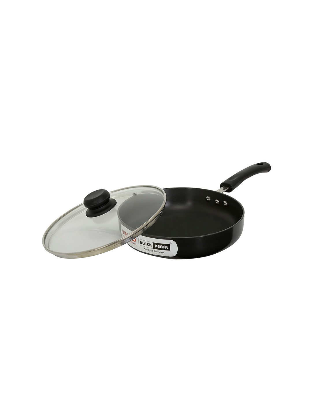 

Vinod Black Cookware Hard Anodised Aluminium Deep Fry Pan With Lid 1.3L Each
