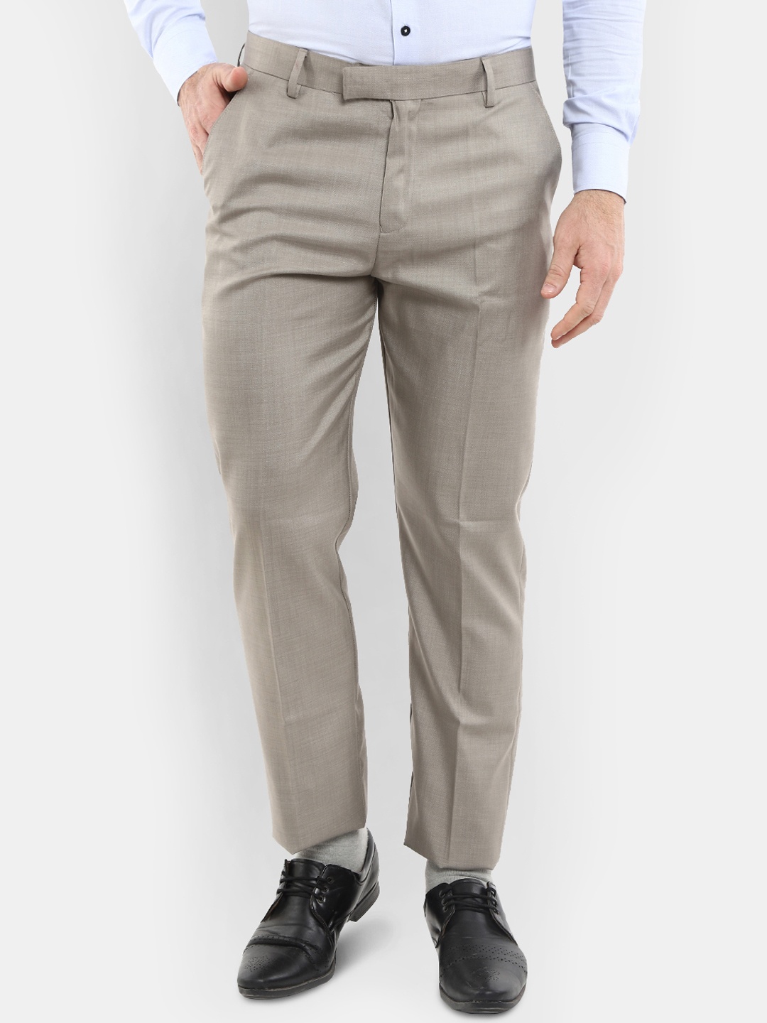 

J White by Vmart Men Grey Classic Slim Fit Cotton Trousers