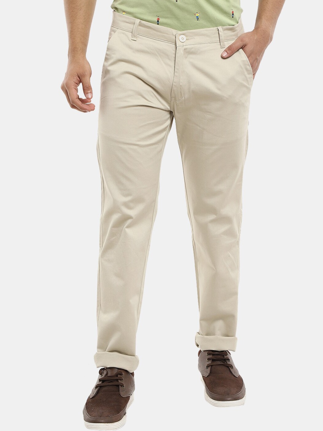 

V-Mart Men Cream-Coloured Classic Chinos Trousers