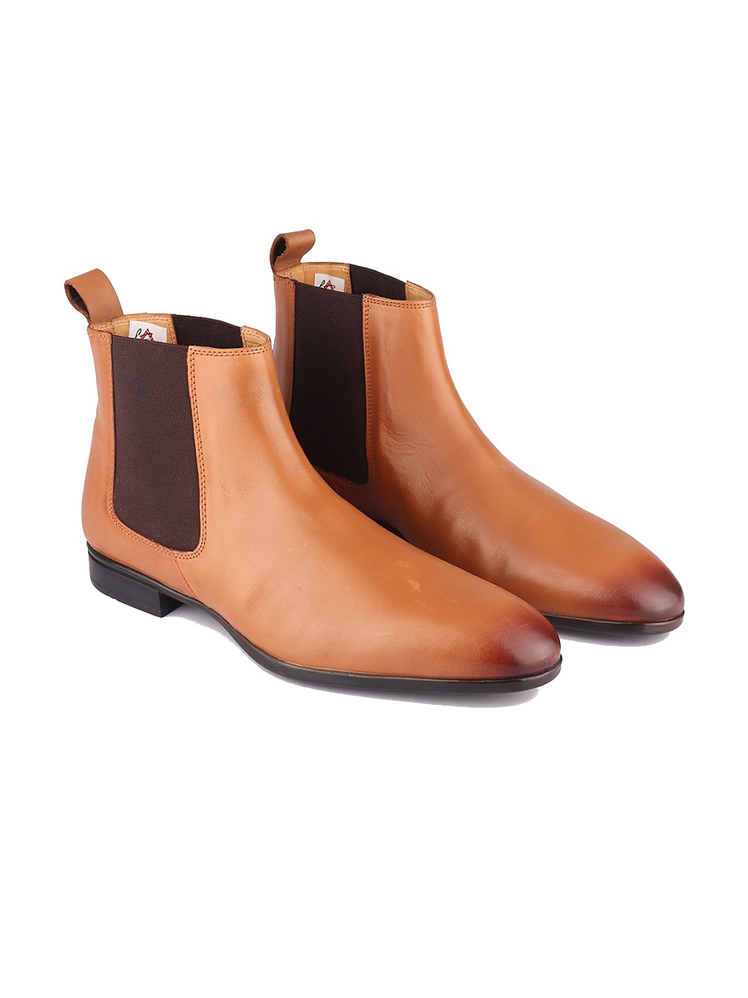 

TOP BRASS Men Tan & Brown Colourblocked Leather Chelsea Boots